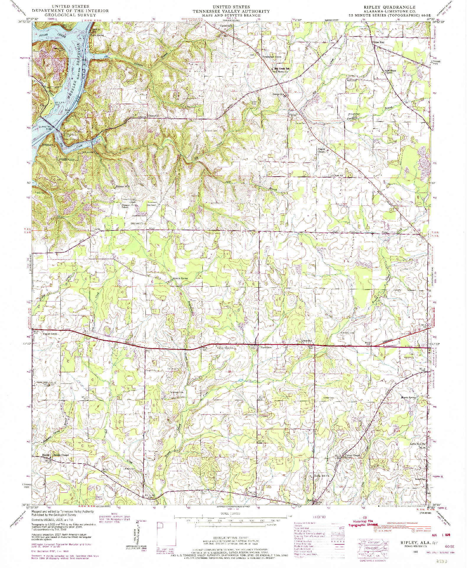 USGS 1:24000-SCALE QUADRANGLE FOR RIPLEY, AL 1948