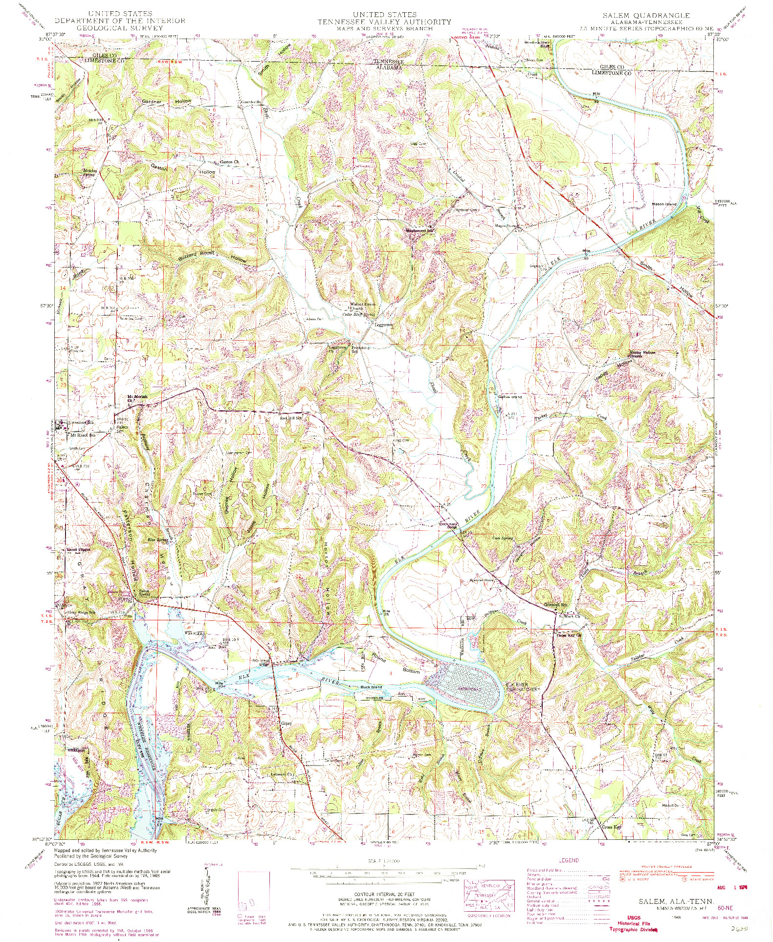 USGS 1:24000-SCALE QUADRANGLE FOR SALEM, AL 1948