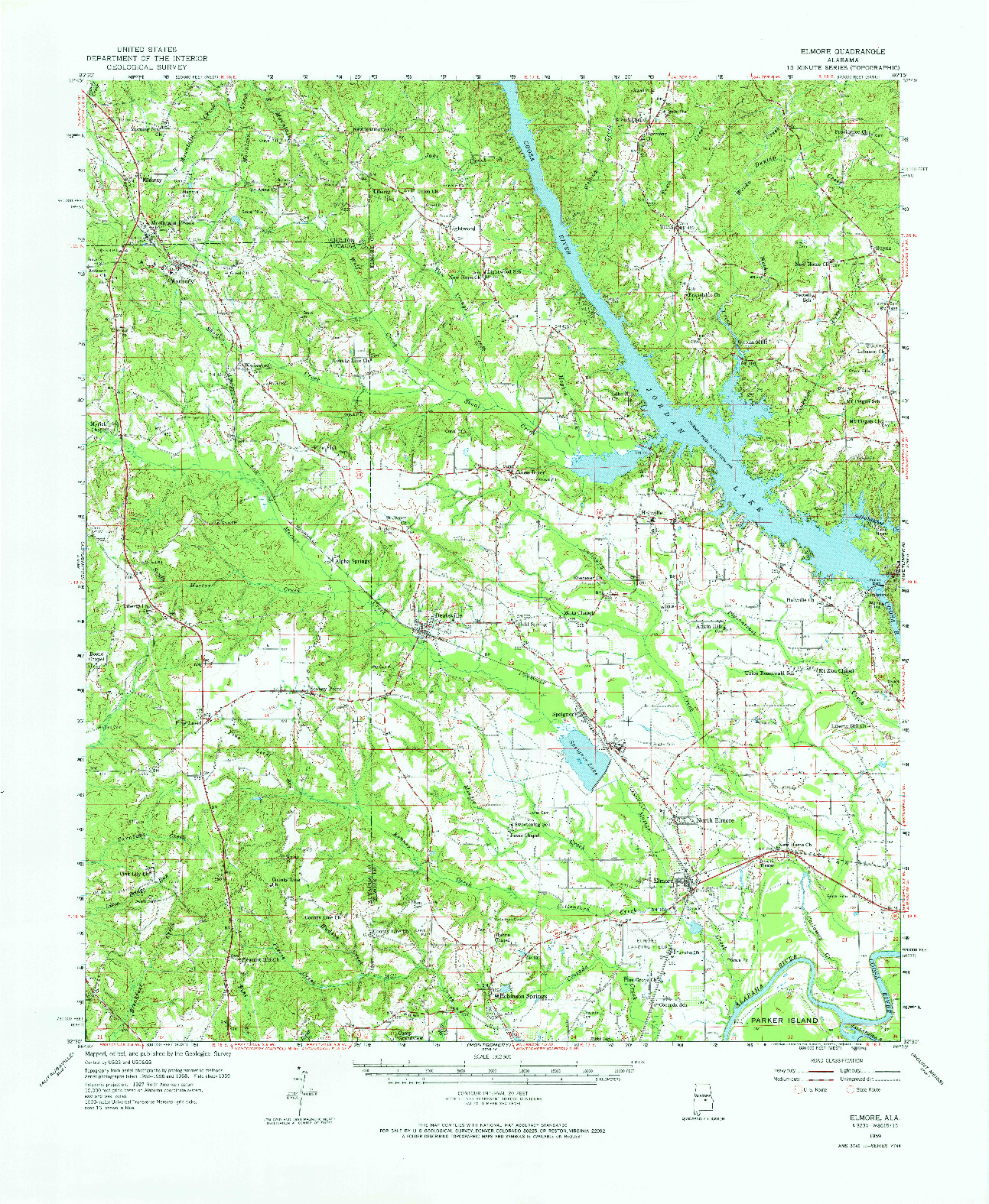 USGS 1:62500-SCALE QUADRANGLE FOR ELMORE, AL 1959