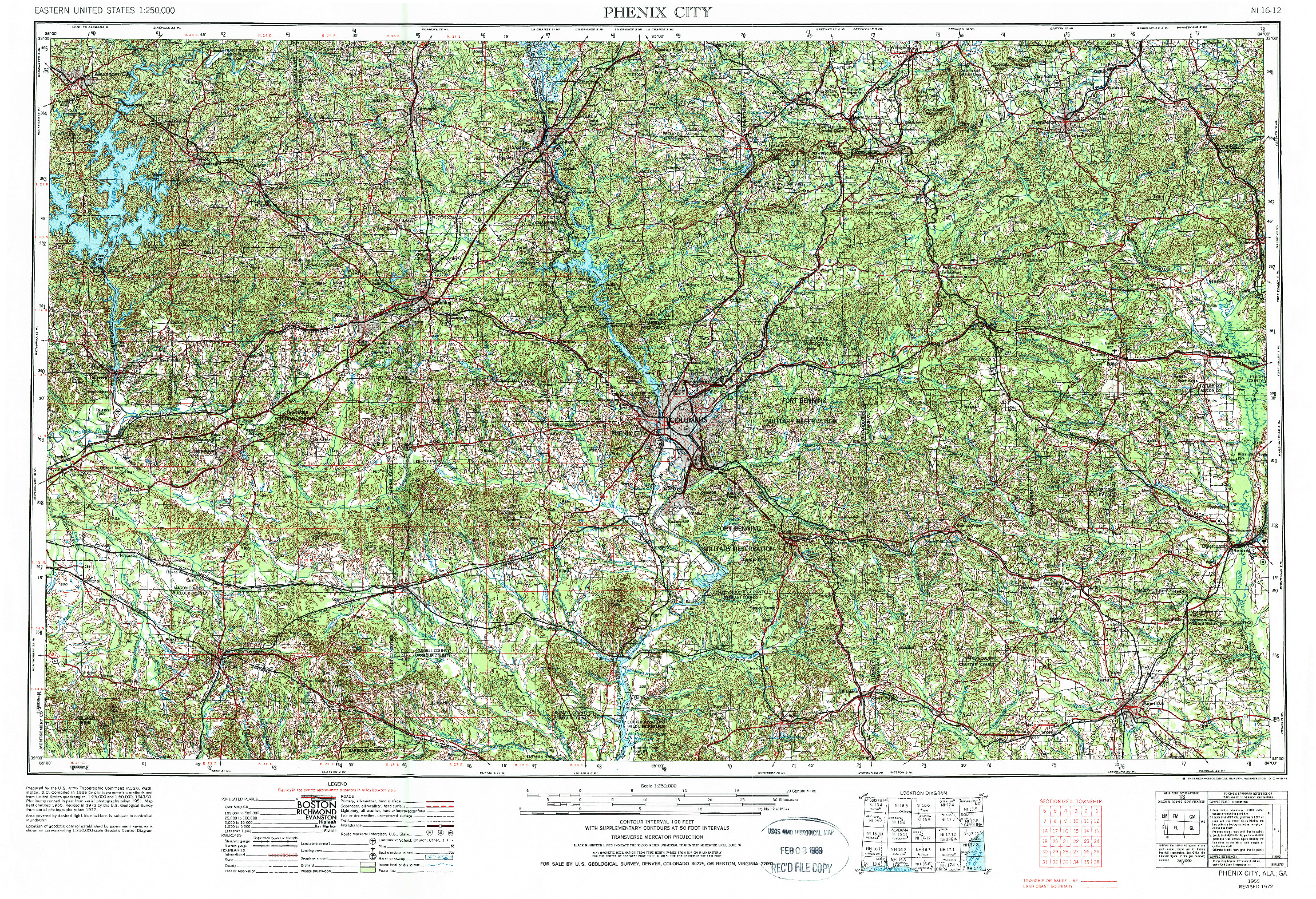 USGS 1:250000-SCALE QUADRANGLE FOR PHENIX CITY, AL 1955