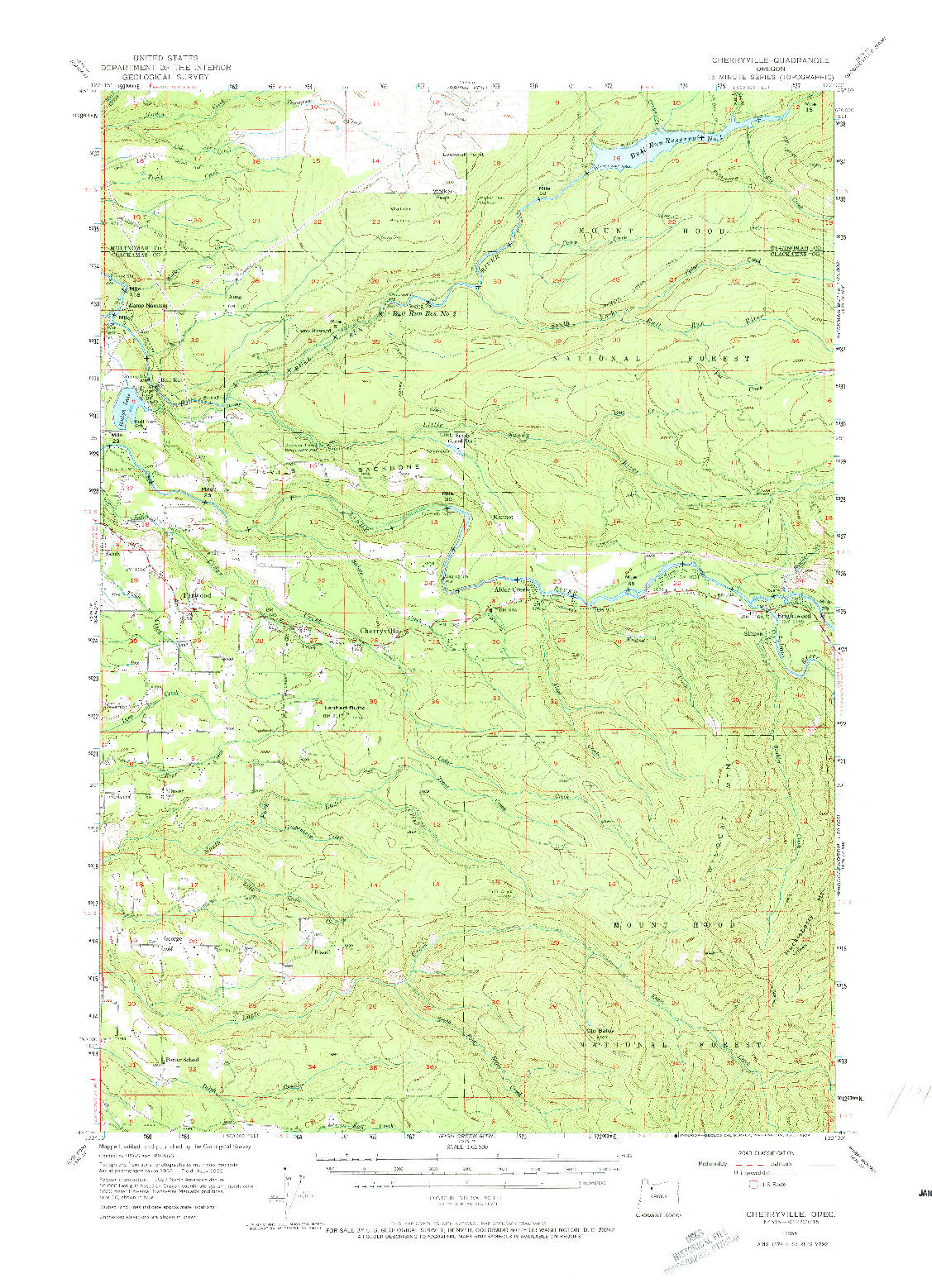 USGS 1:62500-SCALE QUADRANGLE FOR CHERRYVILLE, OR 1955