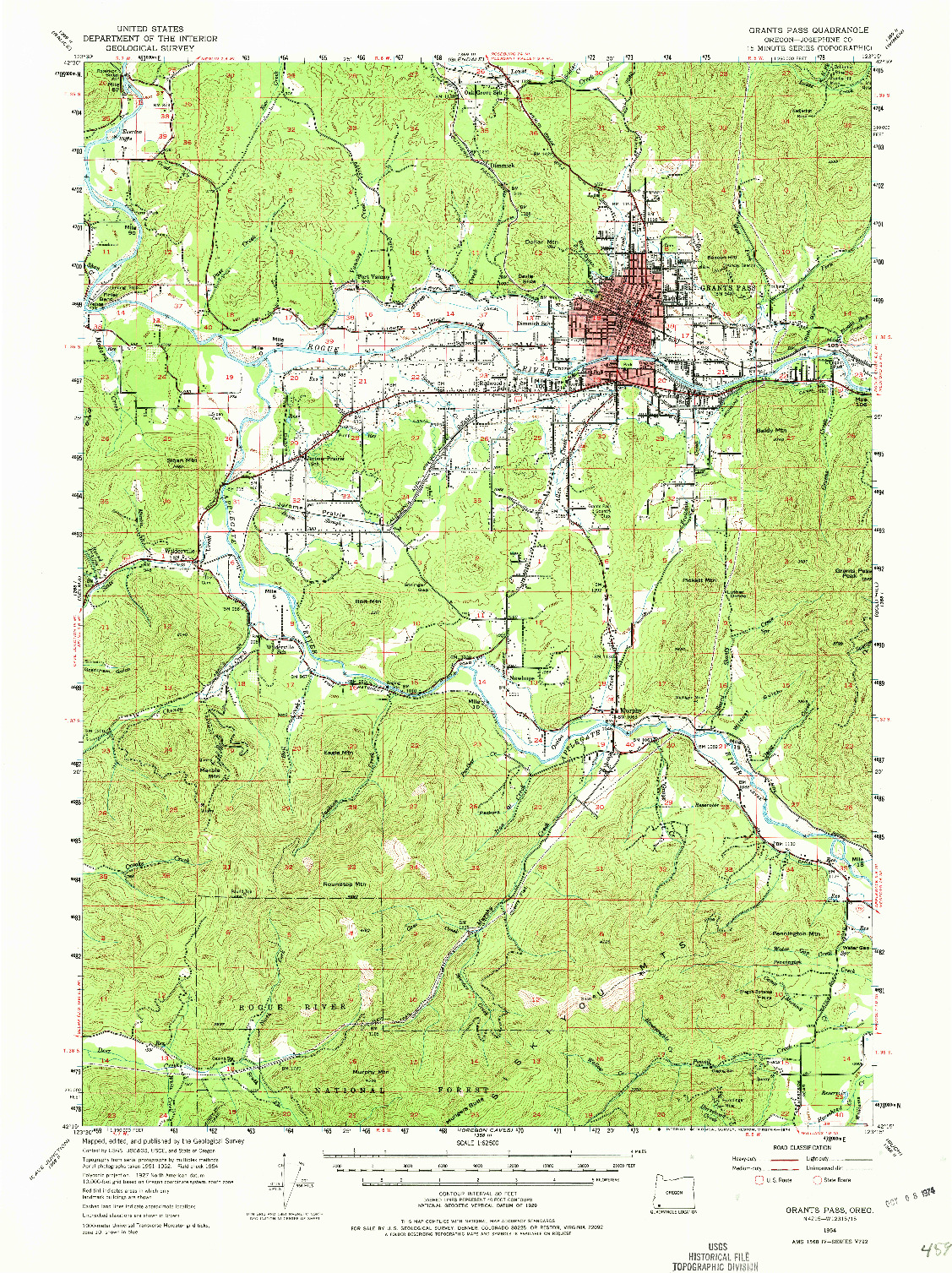 USGS 1:62500-SCALE QUADRANGLE FOR GRANTS PASS, OR 1954