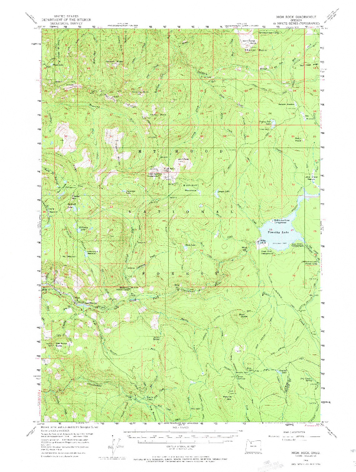 USGS 1:62500-SCALE QUADRANGLE FOR HIGH ROCK, OR 1956