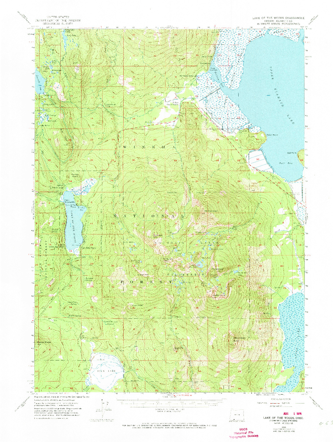 USGS 1:62500-SCALE QUADRANGLE FOR LAKE OF THE WOODS, OR 1955