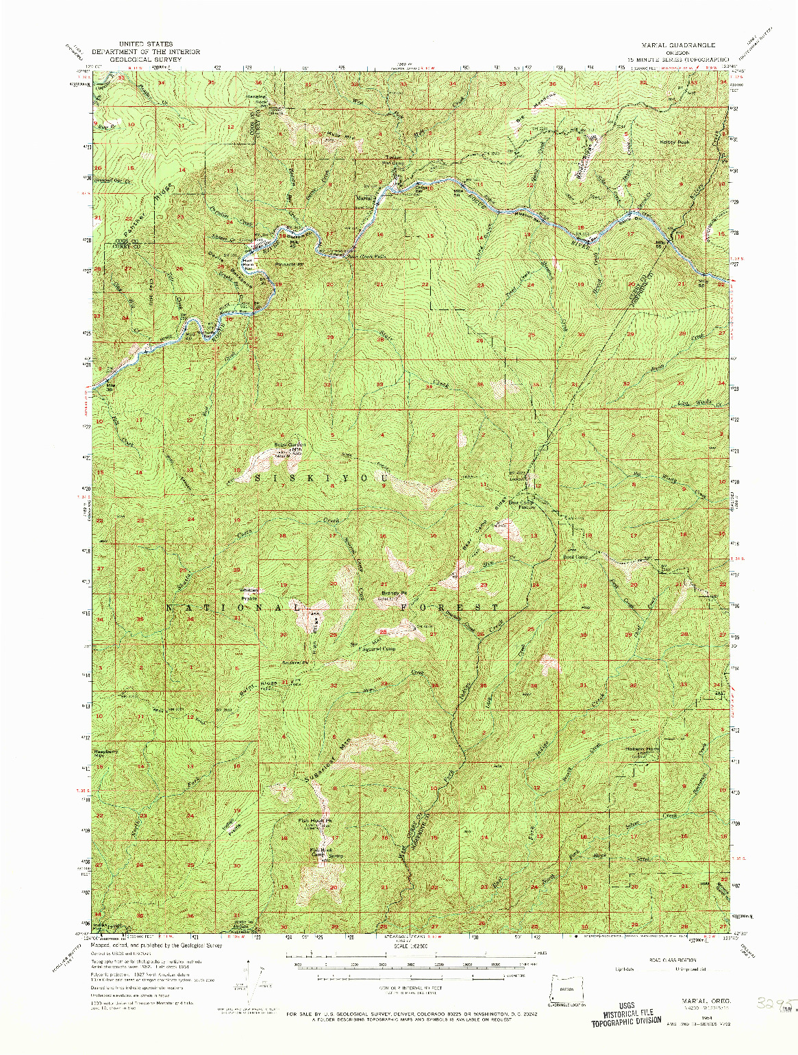 USGS 1:62500-SCALE QUADRANGLE FOR MARIAL, OR 1954