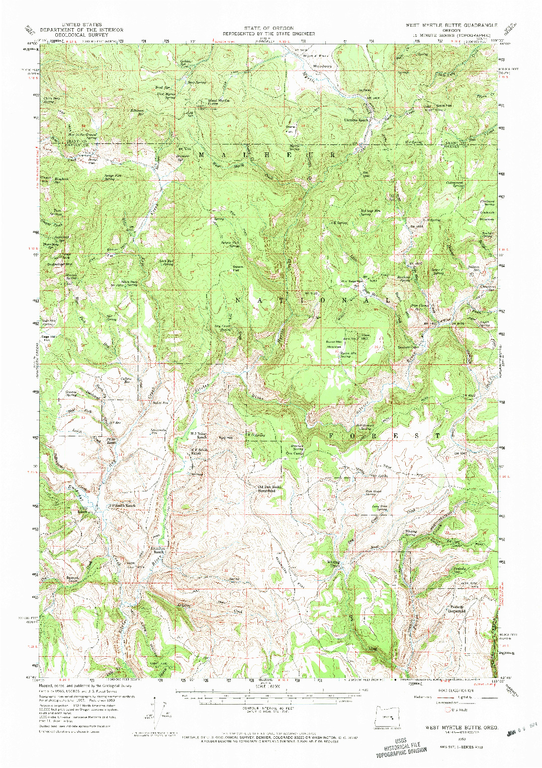USGS 1:62500-SCALE QUADRANGLE FOR WEST MYRTLE BUTTE, OR 1959