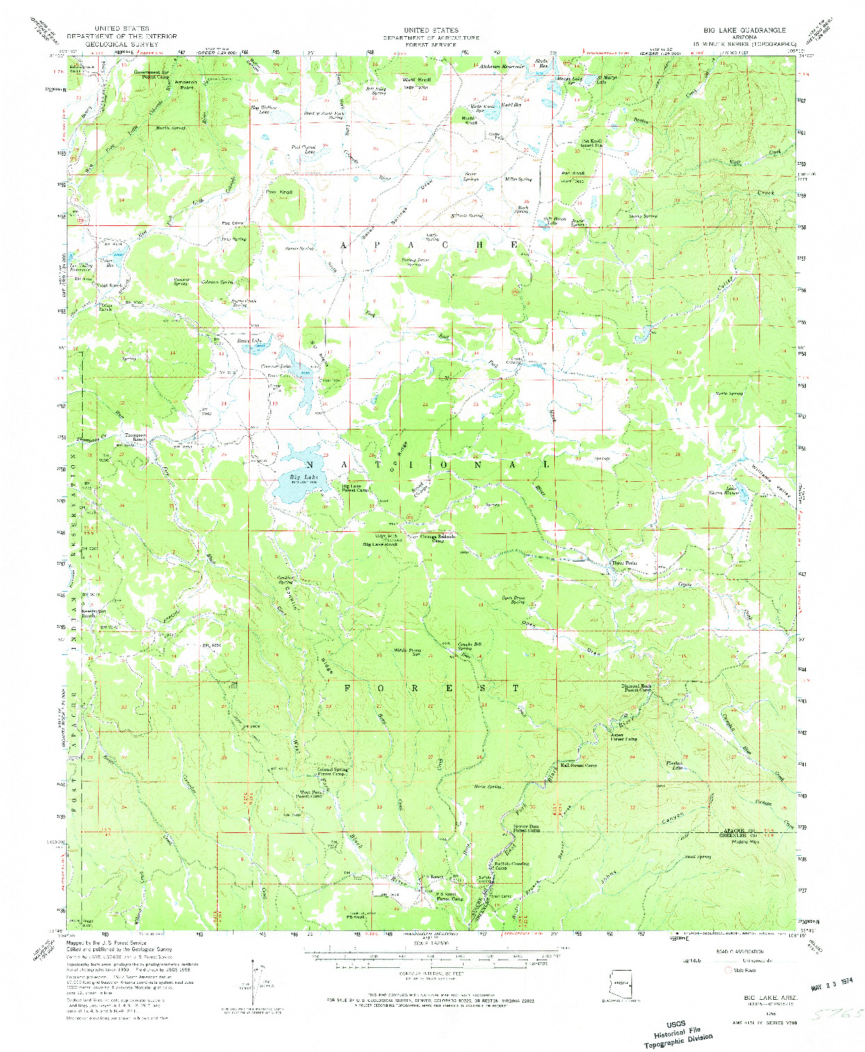USGS 1:62500-SCALE QUADRANGLE FOR BIG LAKE, AZ 1958