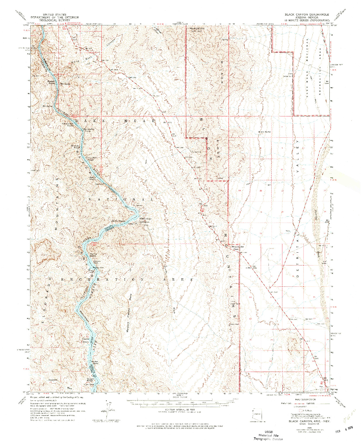 USGS 1:62500-SCALE QUADRANGLE FOR BLACK CANYON, AZ 1959