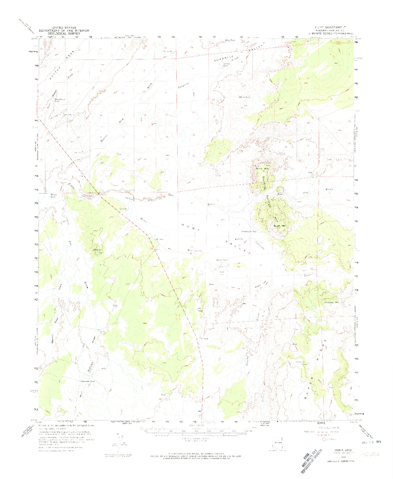 USGS 1:62500-SCALE QUADRANGLE FOR HUNT, AZ 1955