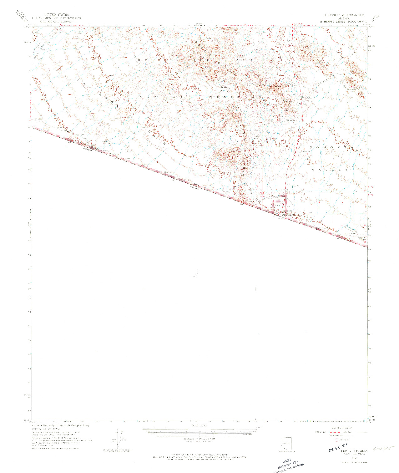 USGS 1:62500-SCALE QUADRANGLE FOR LUKEVILLE, AZ 1963