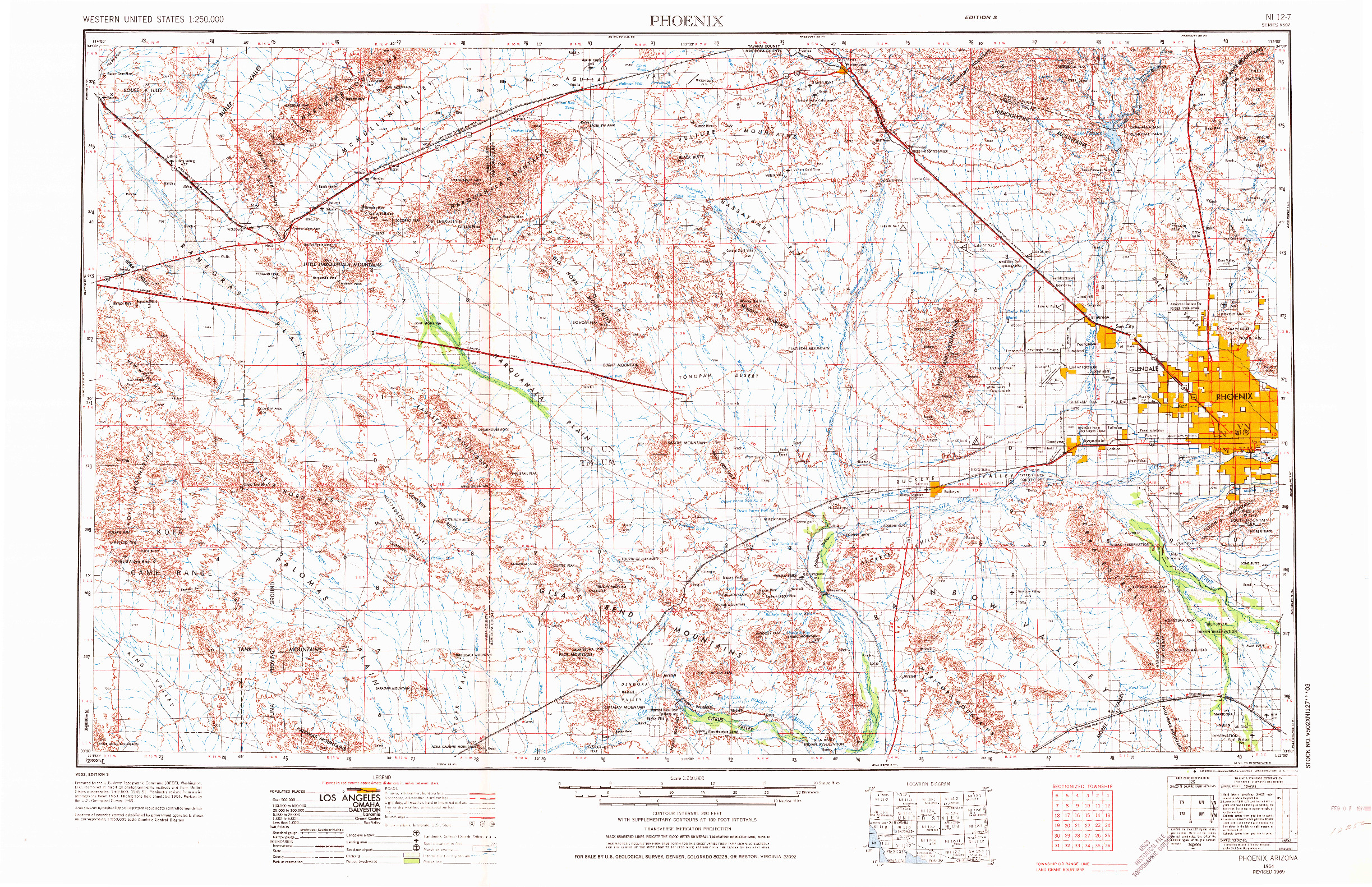 USGS 1:250000-SCALE QUADRANGLE FOR PHOENIX, AZ 1954