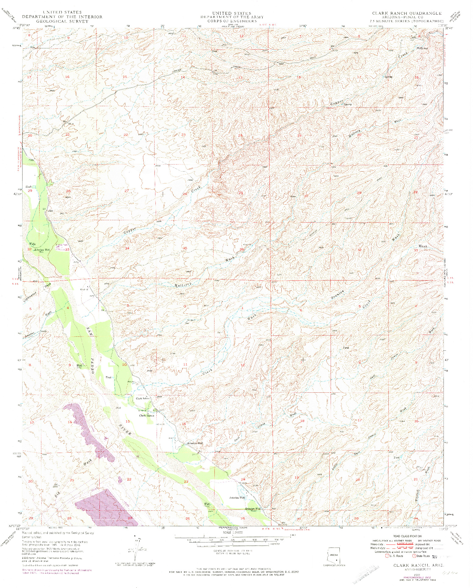 USGS 1:24000-SCALE QUADRANGLE FOR CLARK RANCH, AZ 1948