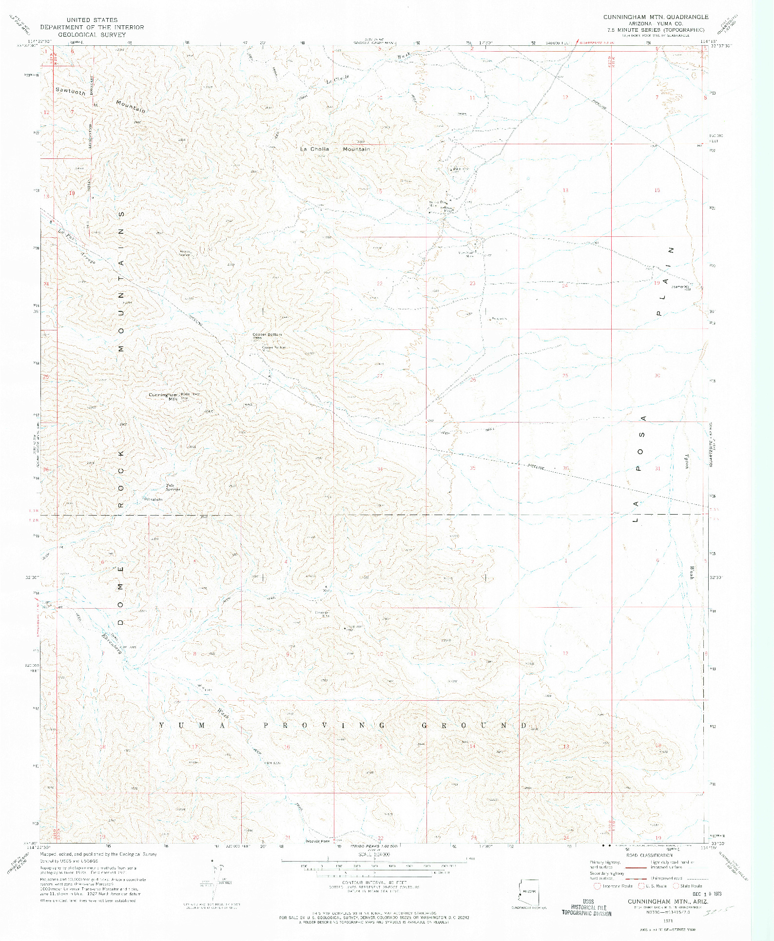 USGS 1:24000-SCALE QUADRANGLE FOR CUNNINGHAM MTN, AZ 1971