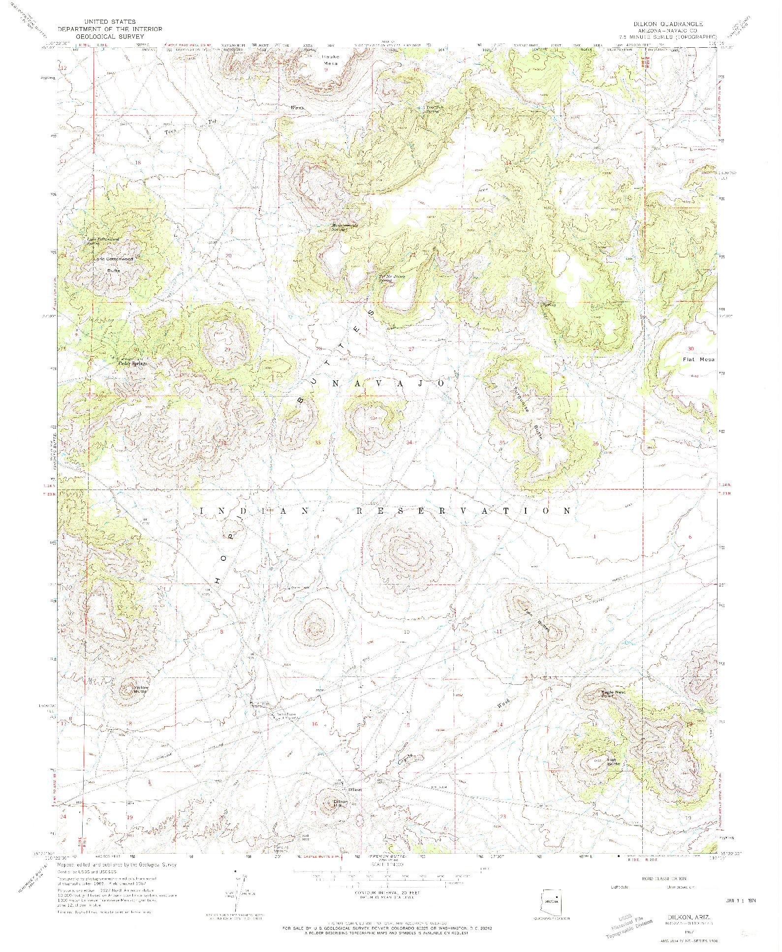 USGS 1:24000-SCALE QUADRANGLE FOR DILKON, AZ 1967