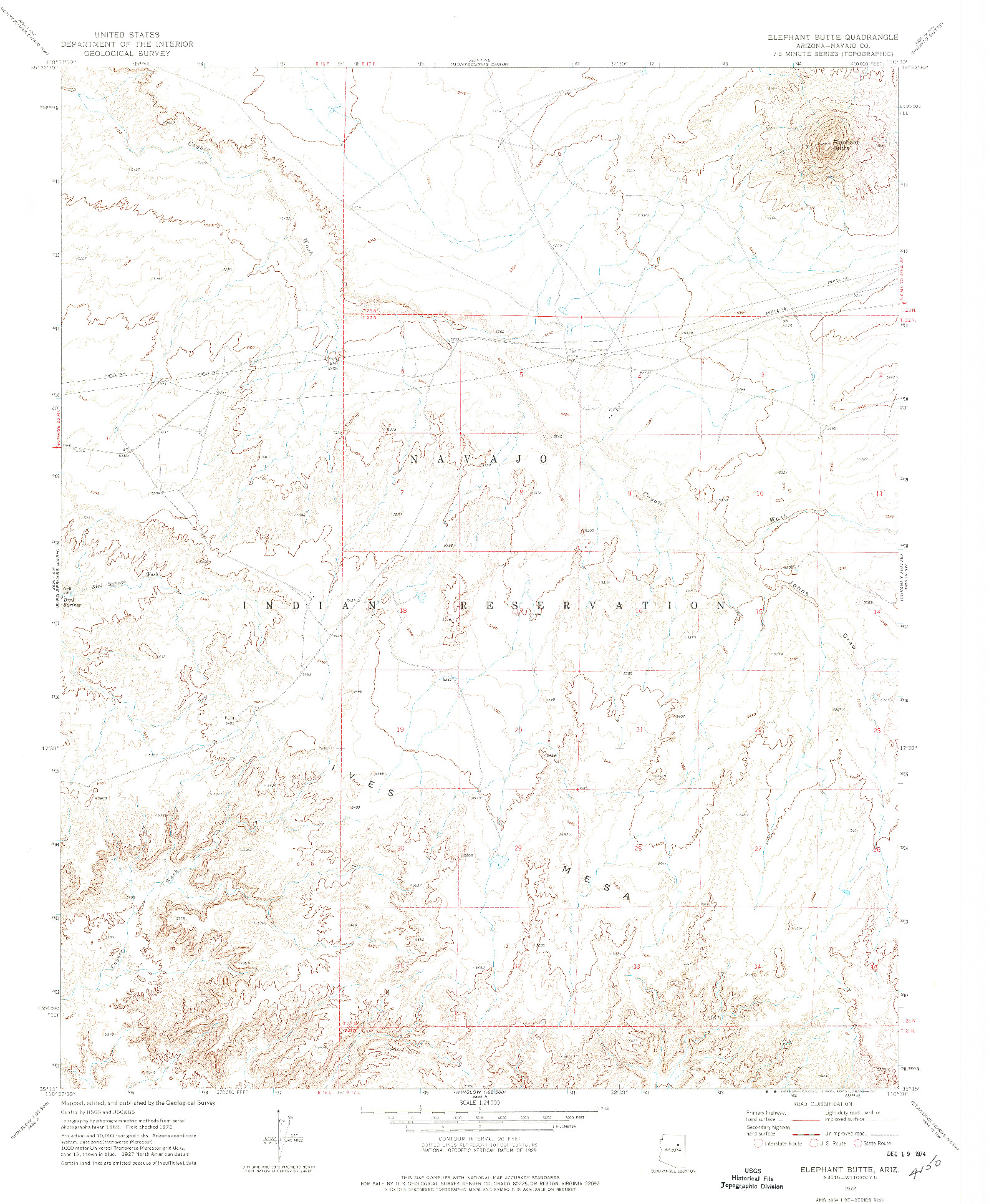 USGS 1:24000-SCALE QUADRANGLE FOR ELEPHANT BUTTE, AZ 1972