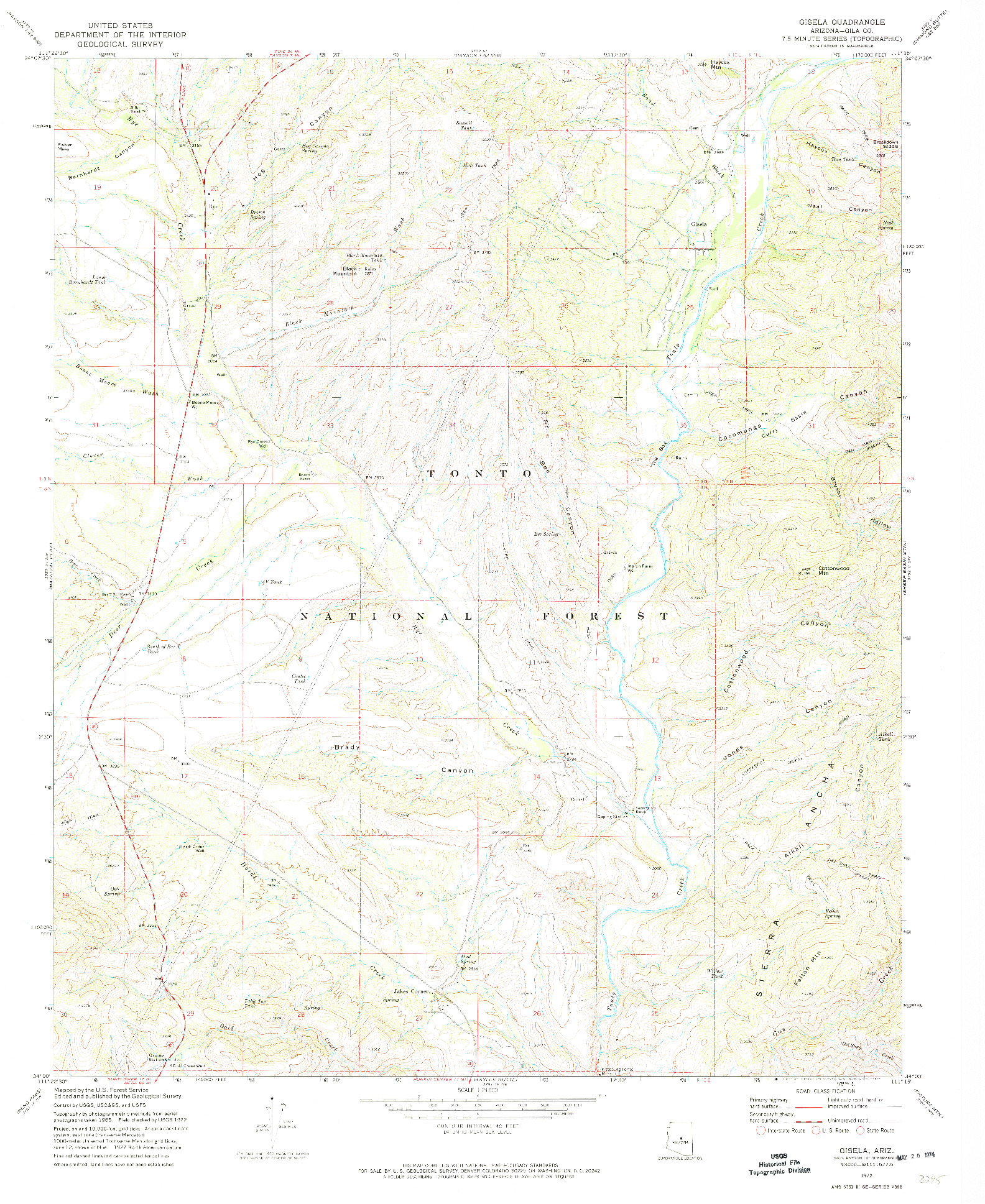 USGS 1:24000-SCALE QUADRANGLE FOR GISELA, AZ 1972