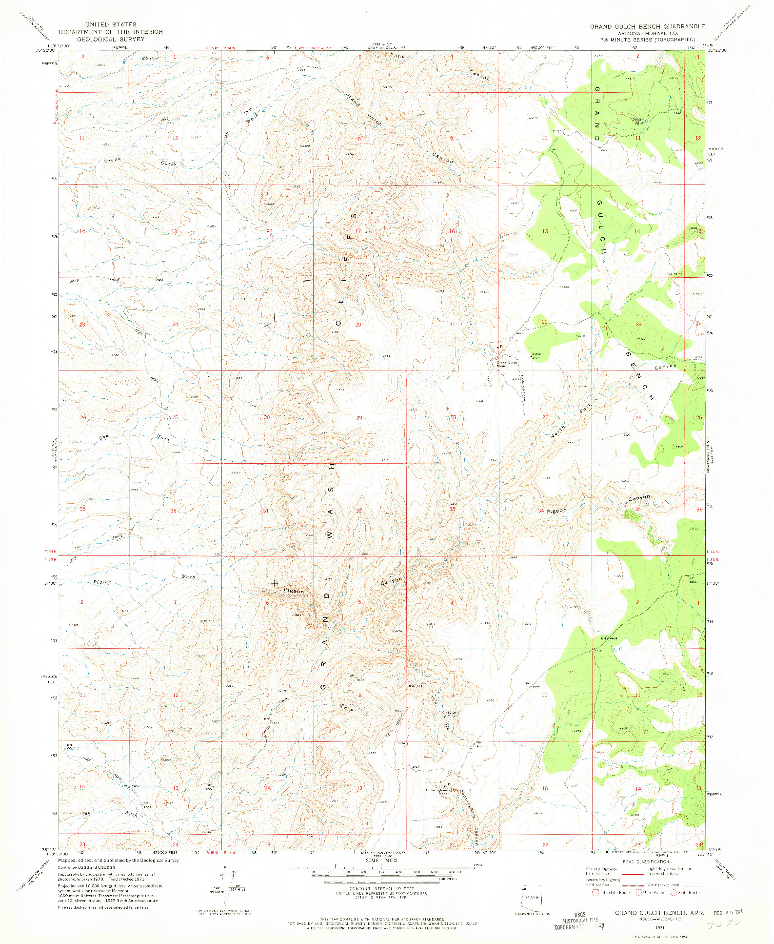 USGS 1:24000-SCALE QUADRANGLE FOR GRAND GULCH BENCH, AZ 1971
