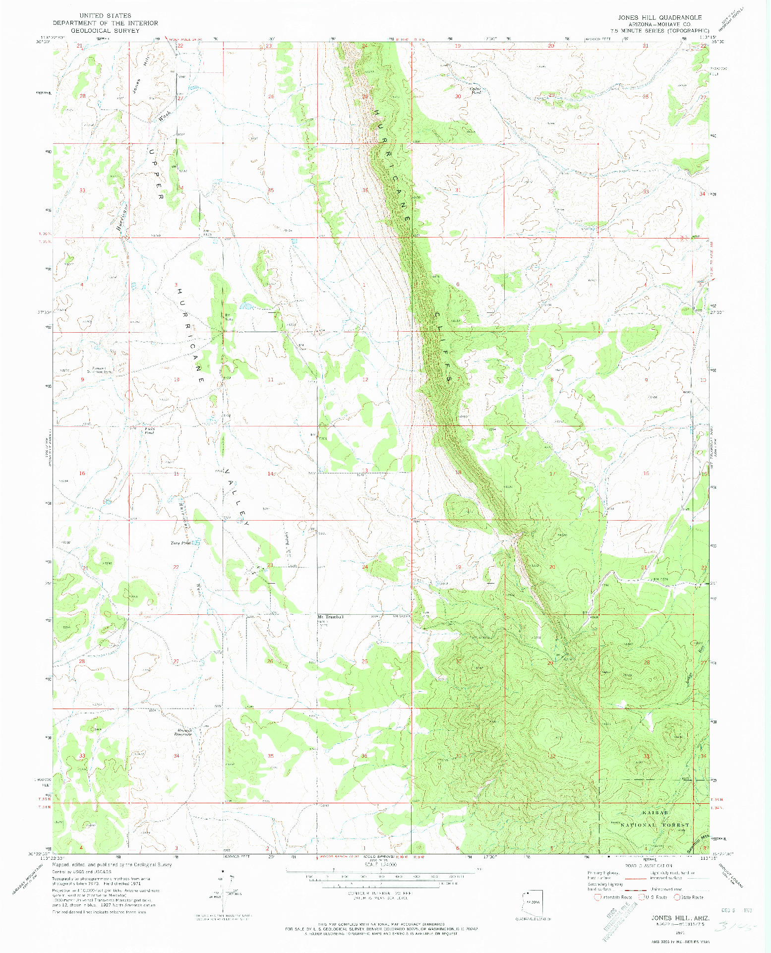 USGS 1:24000-SCALE QUADRANGLE FOR JONES HILL, AZ 1971