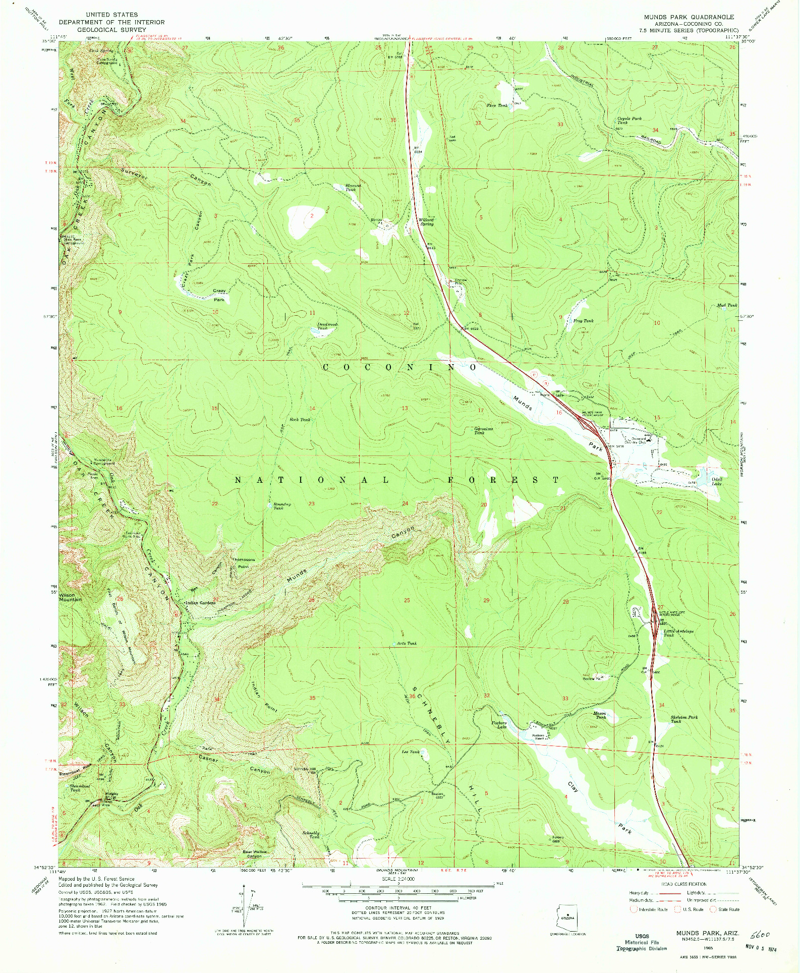 USGS 1:24000-SCALE QUADRANGLE FOR MUNDS PARK, AZ 1965