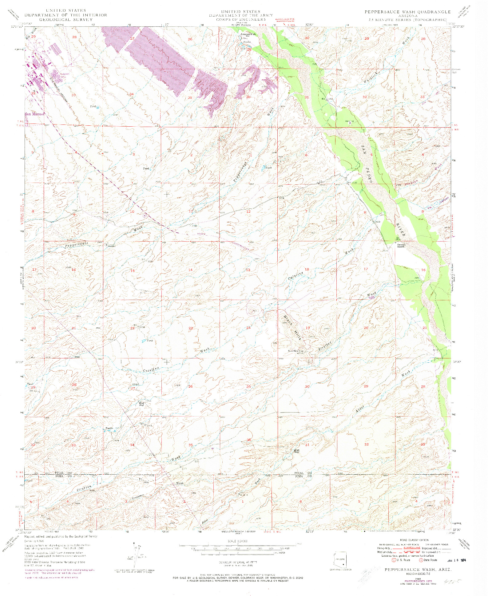 USGS 1:24000-SCALE QUADRANGLE FOR PEPPERSAUCE WASH, AZ 1948