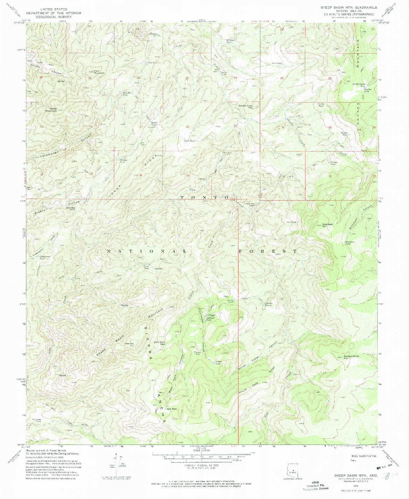 USGS 1:24000-SCALE QUADRANGLE FOR SHEEP BASIN MTN., AZ 1972