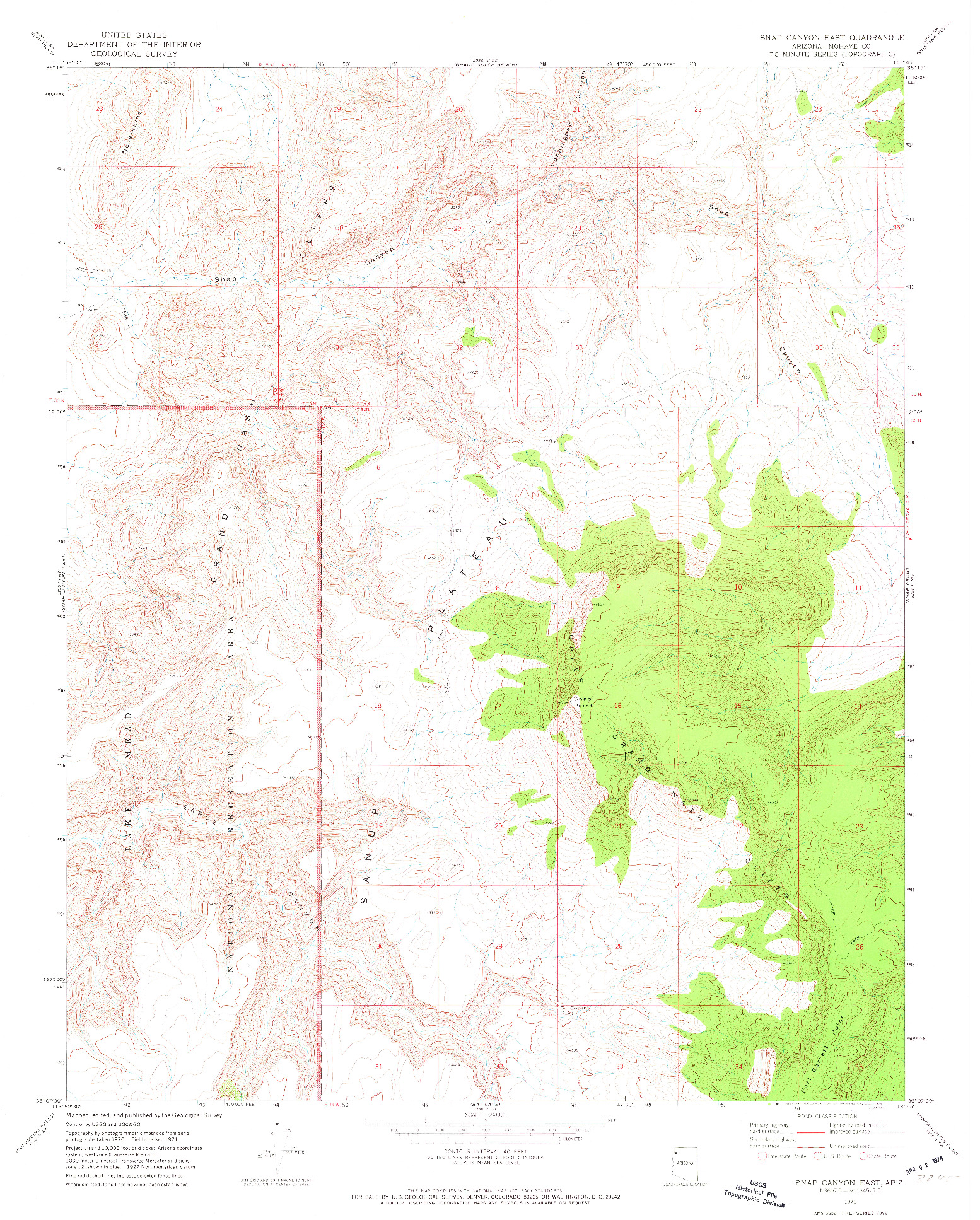 USGS 1:24000-SCALE QUADRANGLE FOR SNAP CANYON EAST, AZ 1971