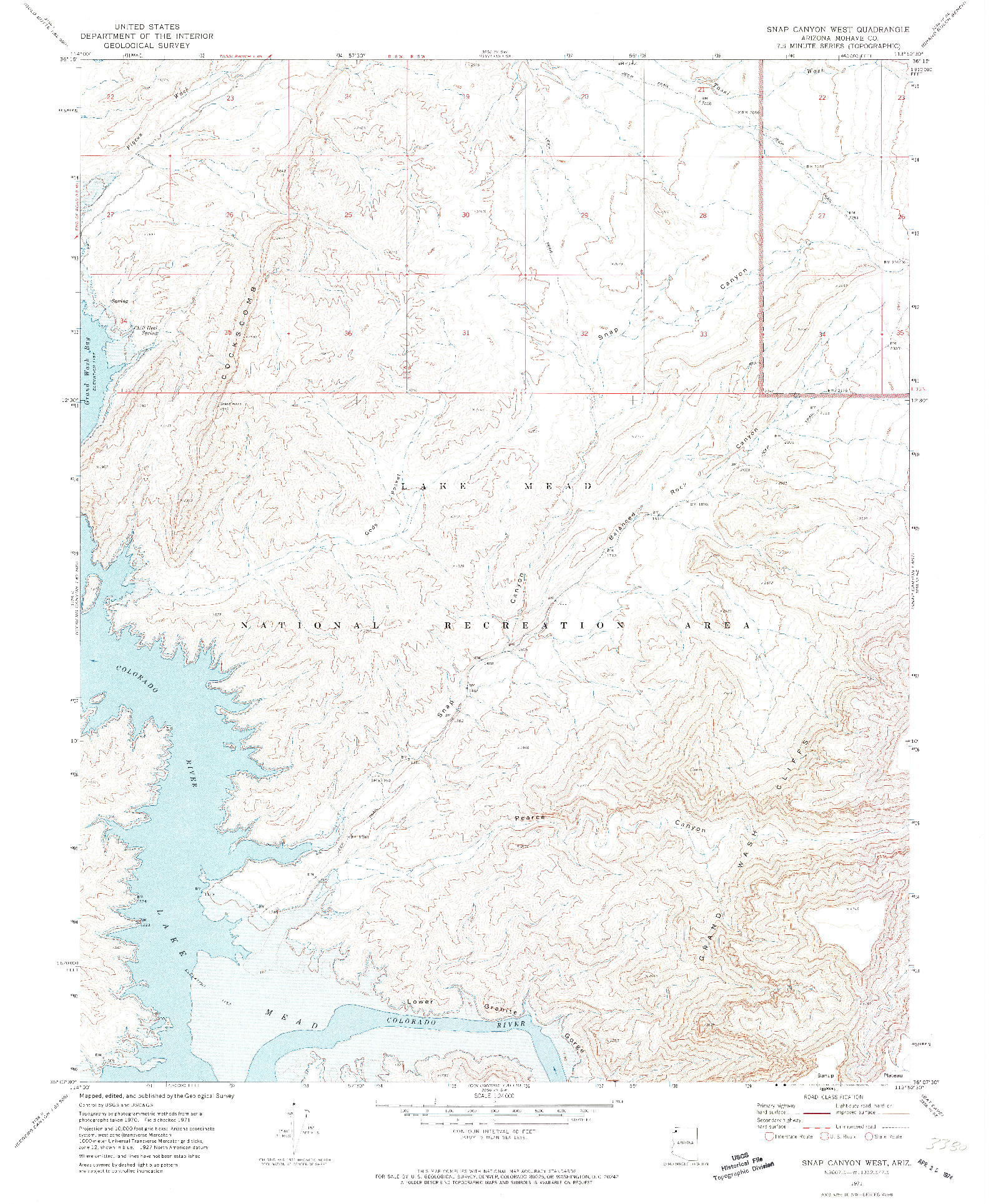 USGS 1:24000-SCALE QUADRANGLE FOR SNAP CANYON WEST, AZ 1971