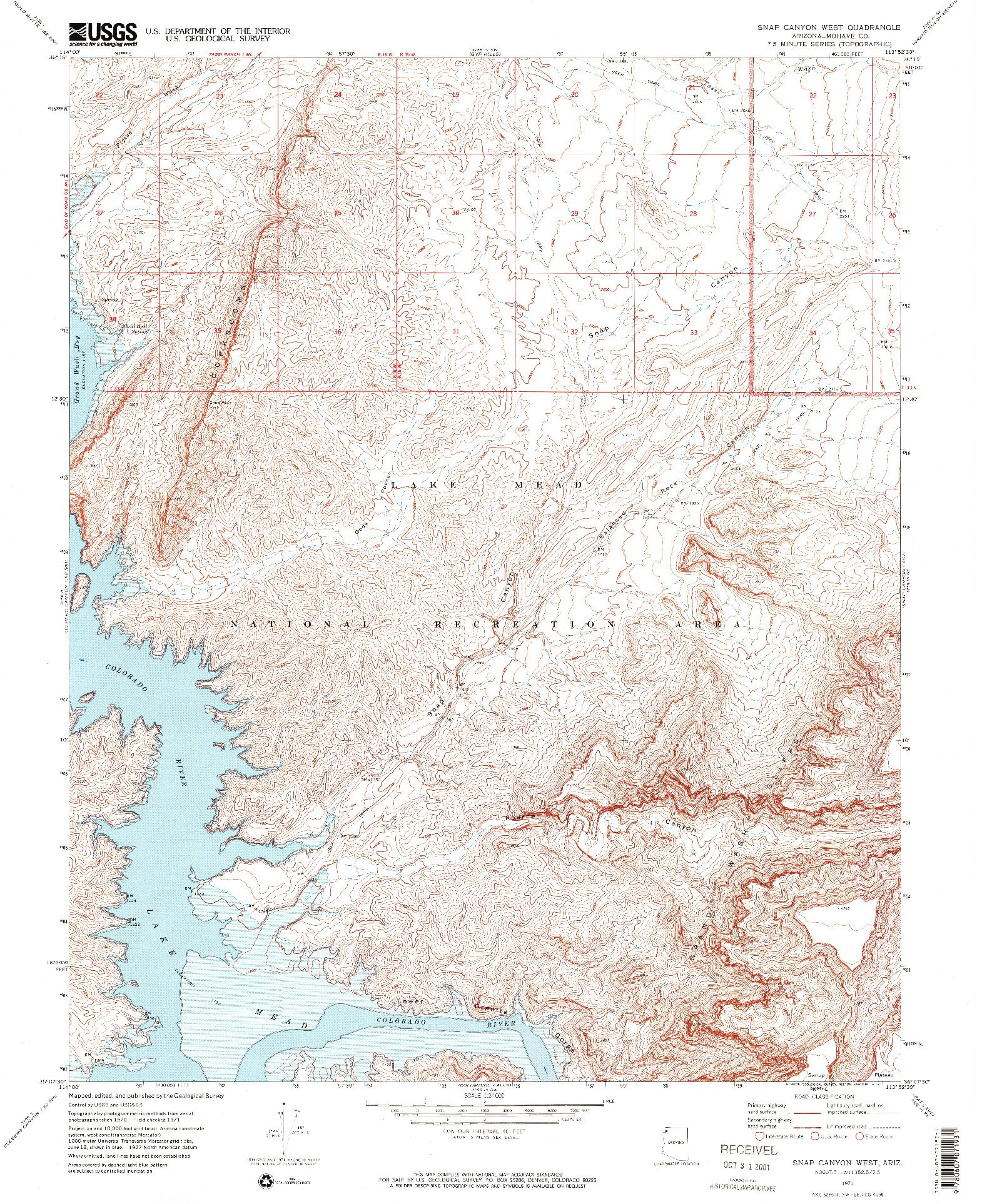 USGS 1:24000-SCALE QUADRANGLE FOR SNAP CANYON WEST, AZ 1971
