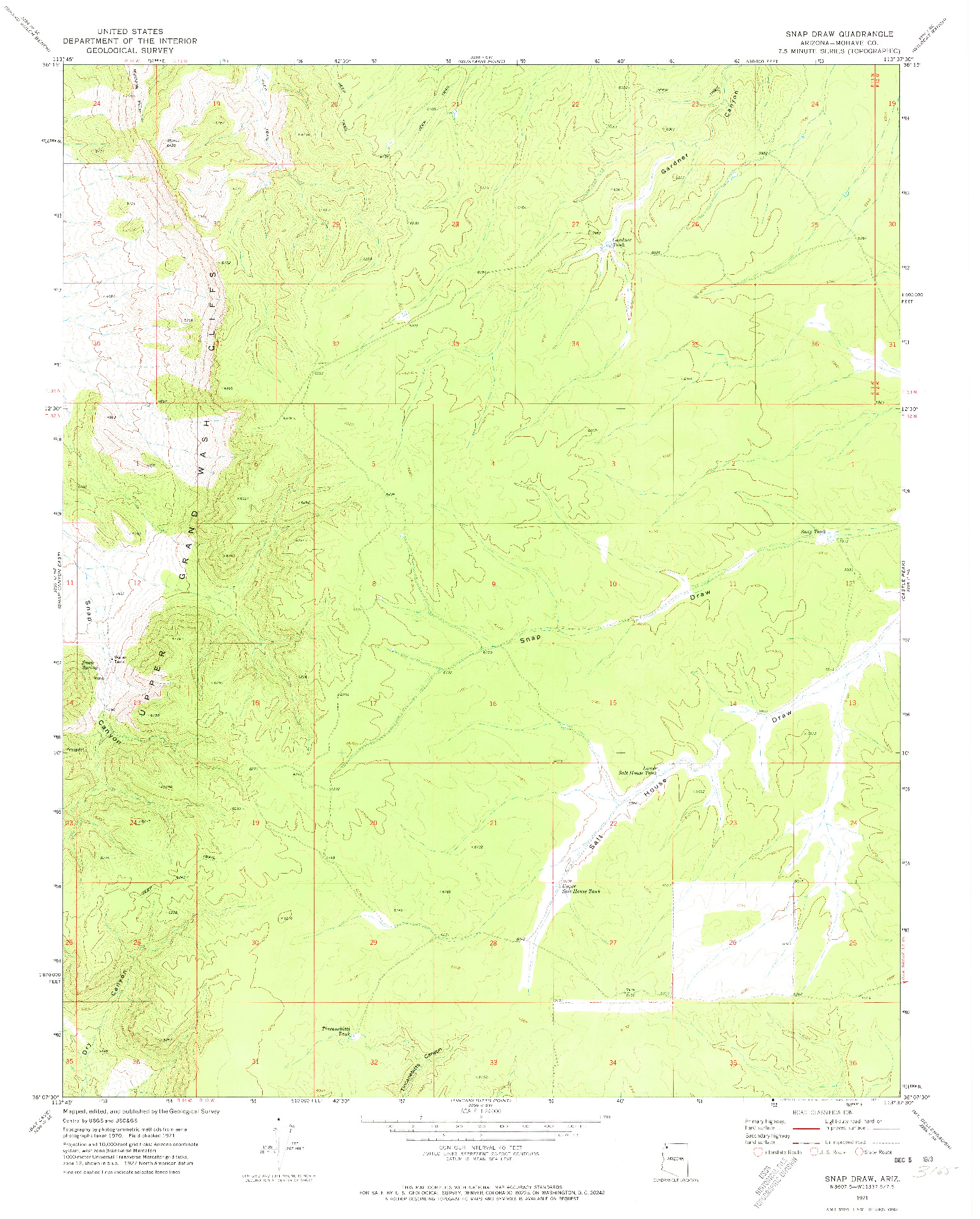 USGS 1:24000-SCALE QUADRANGLE FOR SNAP DRAW, AZ 1971