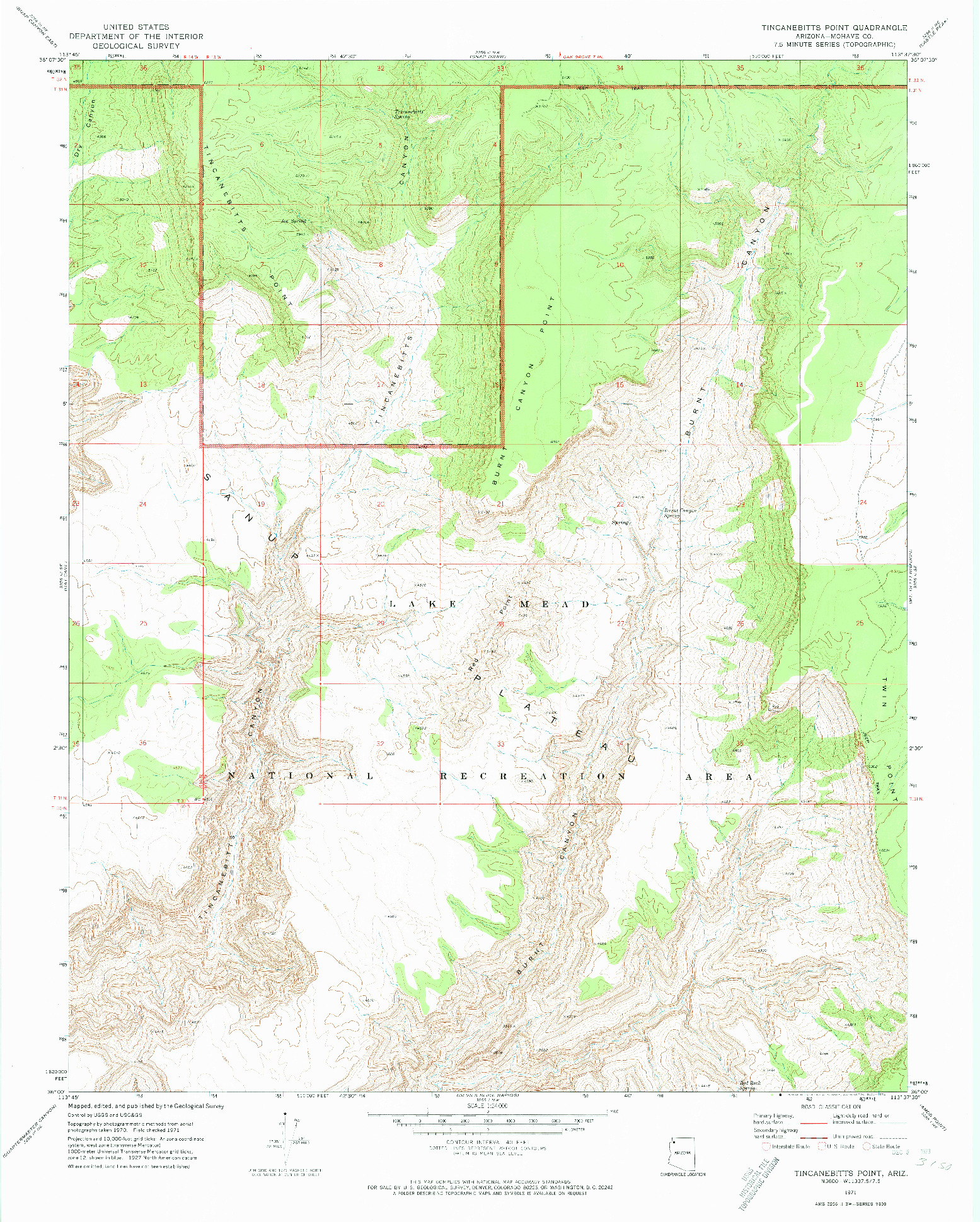 USGS 1:24000-SCALE QUADRANGLE FOR TINCANEBITTS POINT, AZ 1971