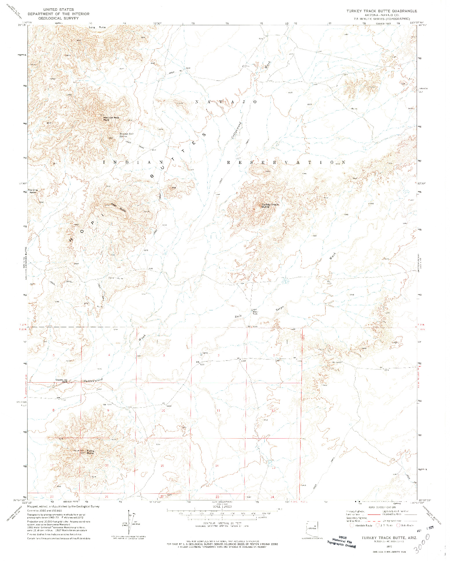 USGS 1:24000-SCALE QUADRANGLE FOR TURKEY TRACK BUTTE, AZ 1972