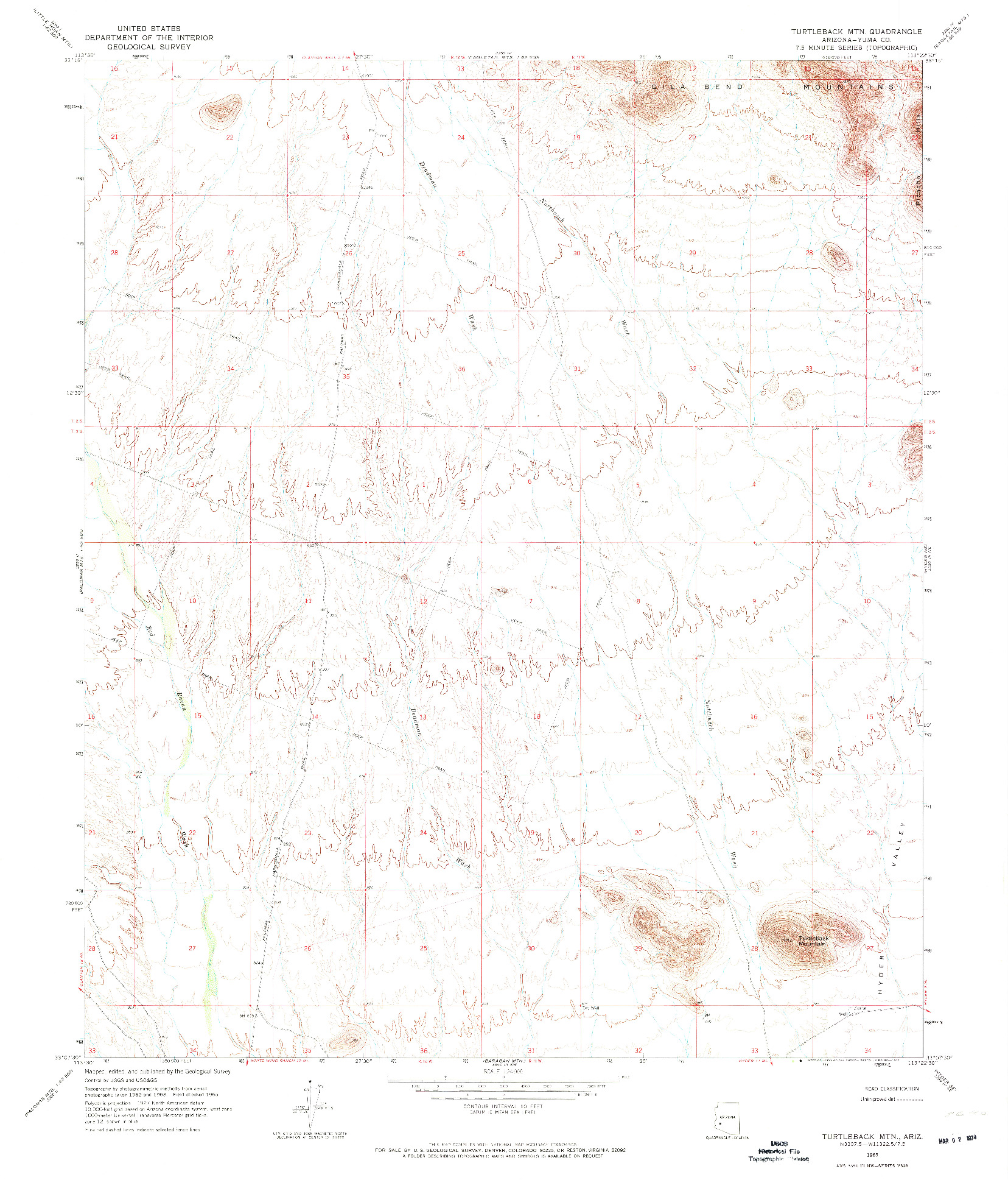 USGS 1:24000-SCALE QUADRANGLE FOR TURTLEBACK MTN., AZ 1965