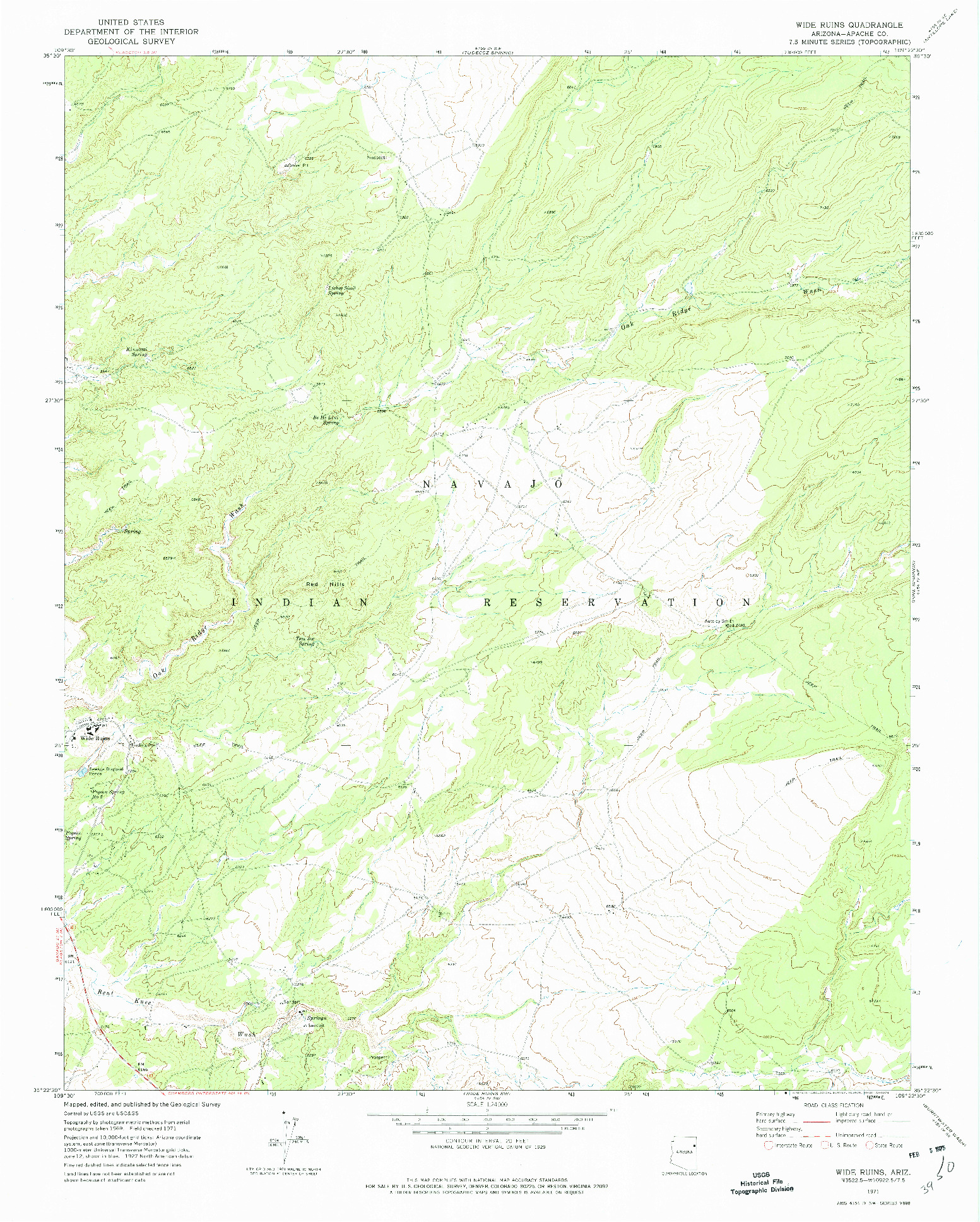 USGS 1:24000-SCALE QUADRANGLE FOR WIDE RUINS, AZ 1971