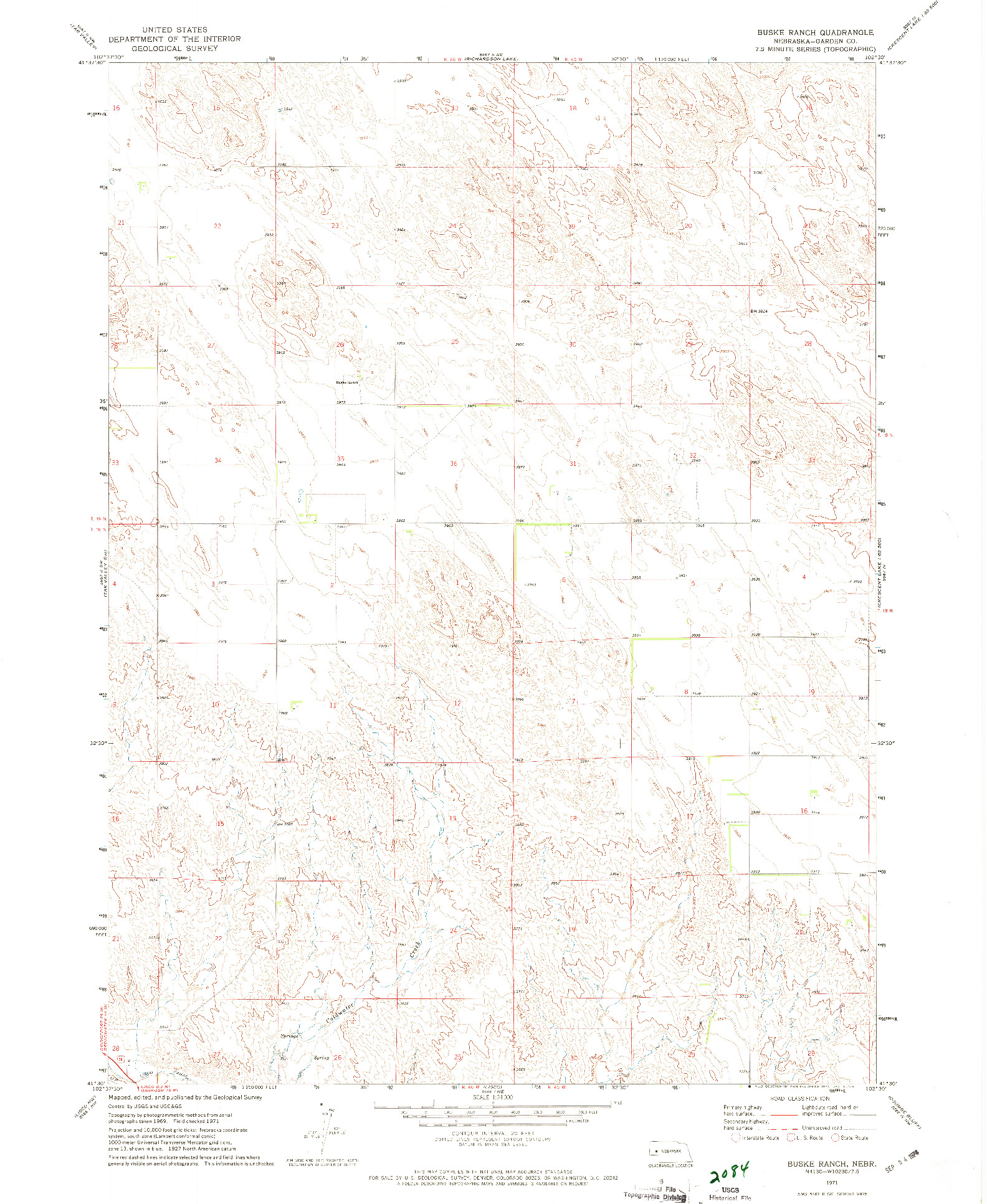 USGS 1:24000-SCALE QUADRANGLE FOR BUSKE RANCH, NE 1971