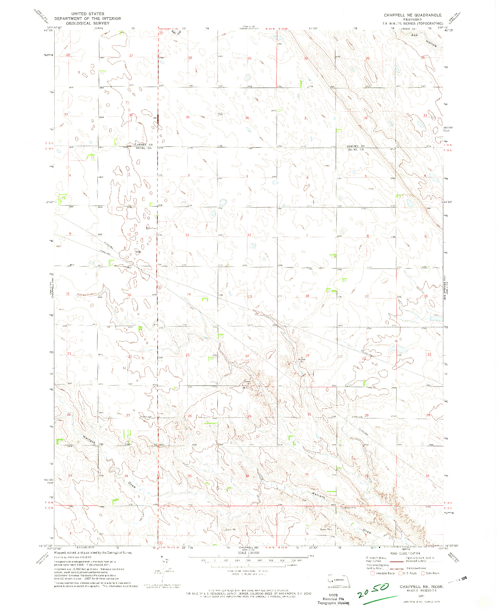 USGS 1:24000-SCALE QUADRANGLE FOR CHAPPELL NE, NE 1971