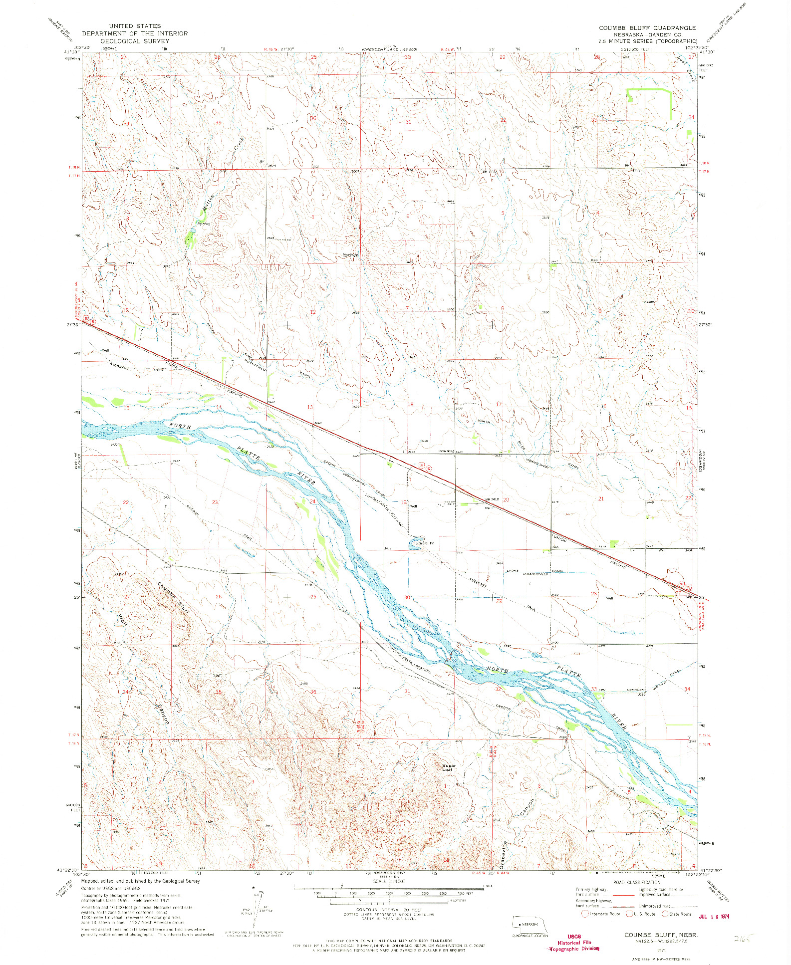 USGS 1:24000-SCALE QUADRANGLE FOR COUMBE BLUFF, NE 1971