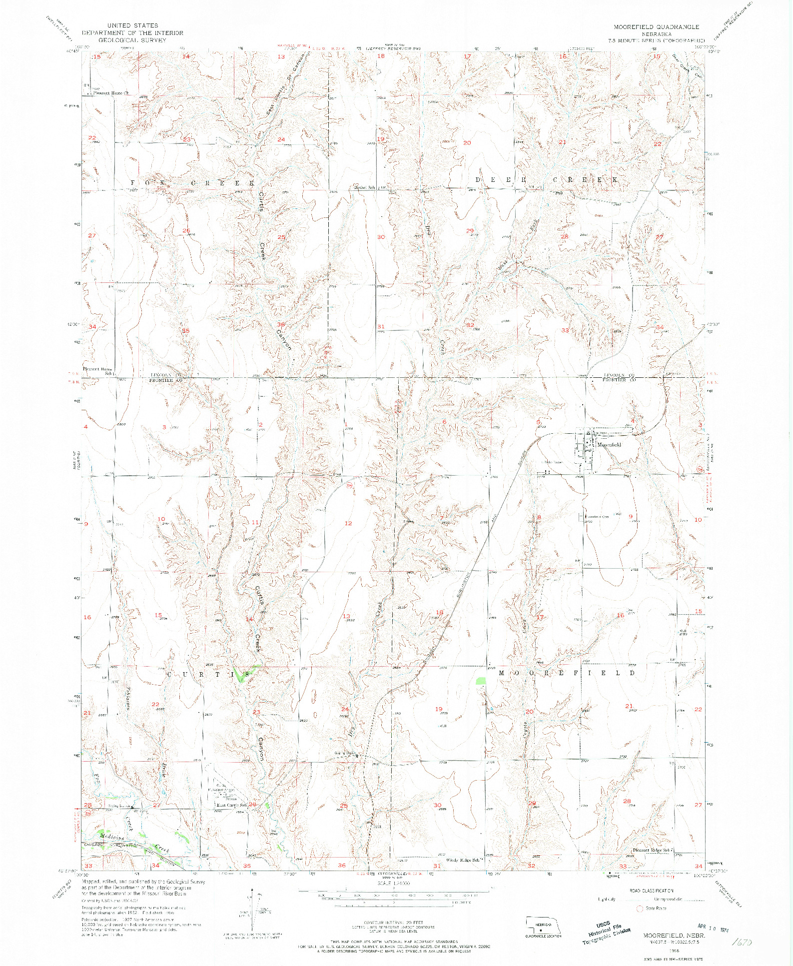USGS 1:24000-SCALE QUADRANGLE FOR MOOREFIELD, NE 1956