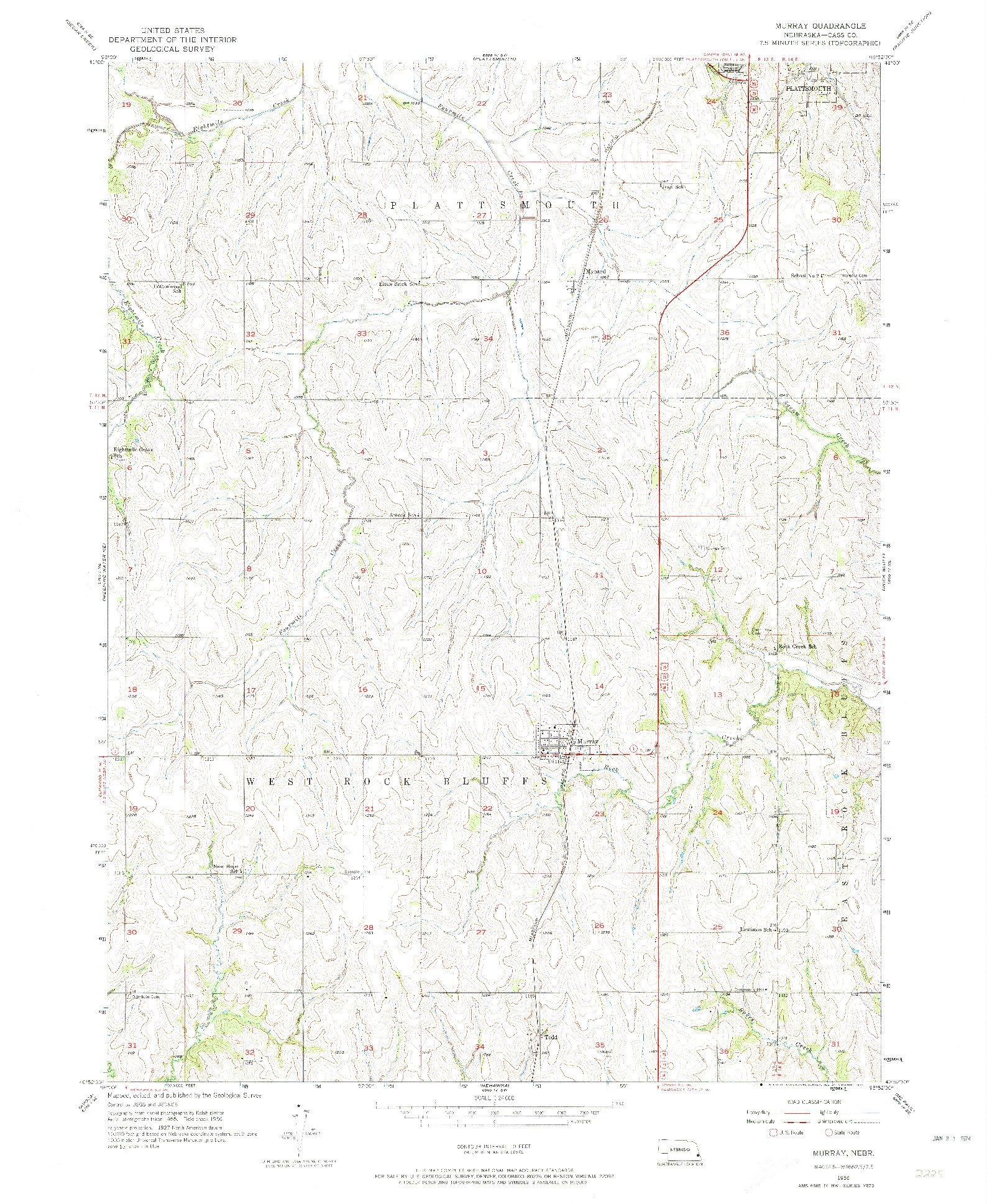 USGS 1:24000-SCALE QUADRANGLE FOR MURRAY, NE 1956