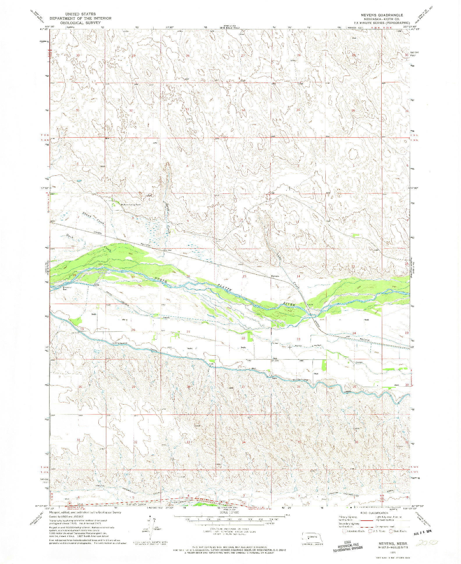 USGS 1:24000-SCALE QUADRANGLE FOR NEVENS, NE 1971