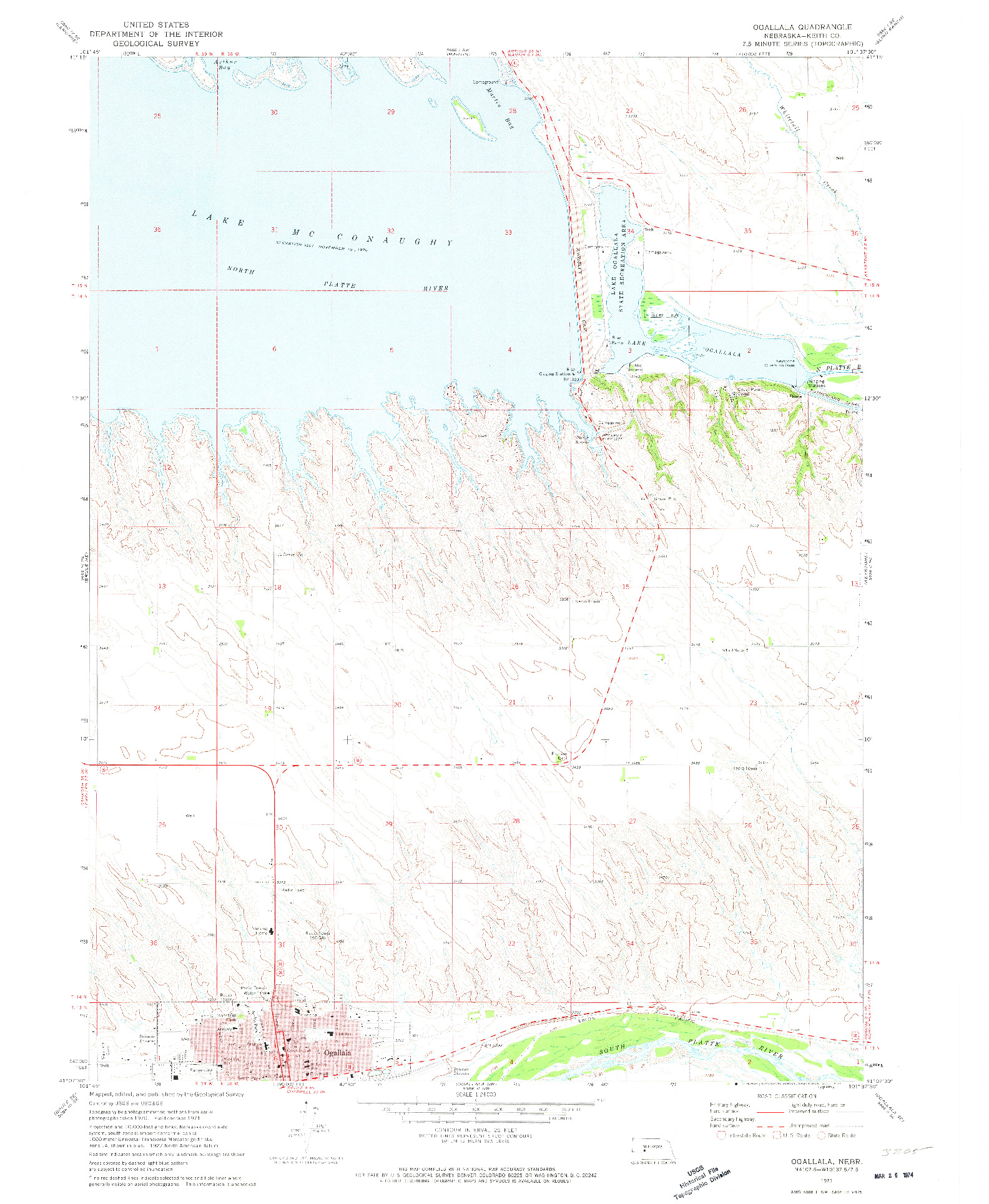 USGS 1:24000-SCALE QUADRANGLE FOR OGALLALA, NE 1971