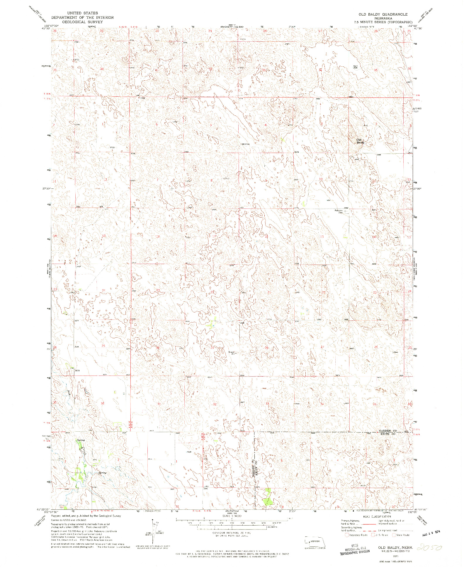 USGS 1:24000-SCALE QUADRANGLE FOR OLD BALDY, NE 1971