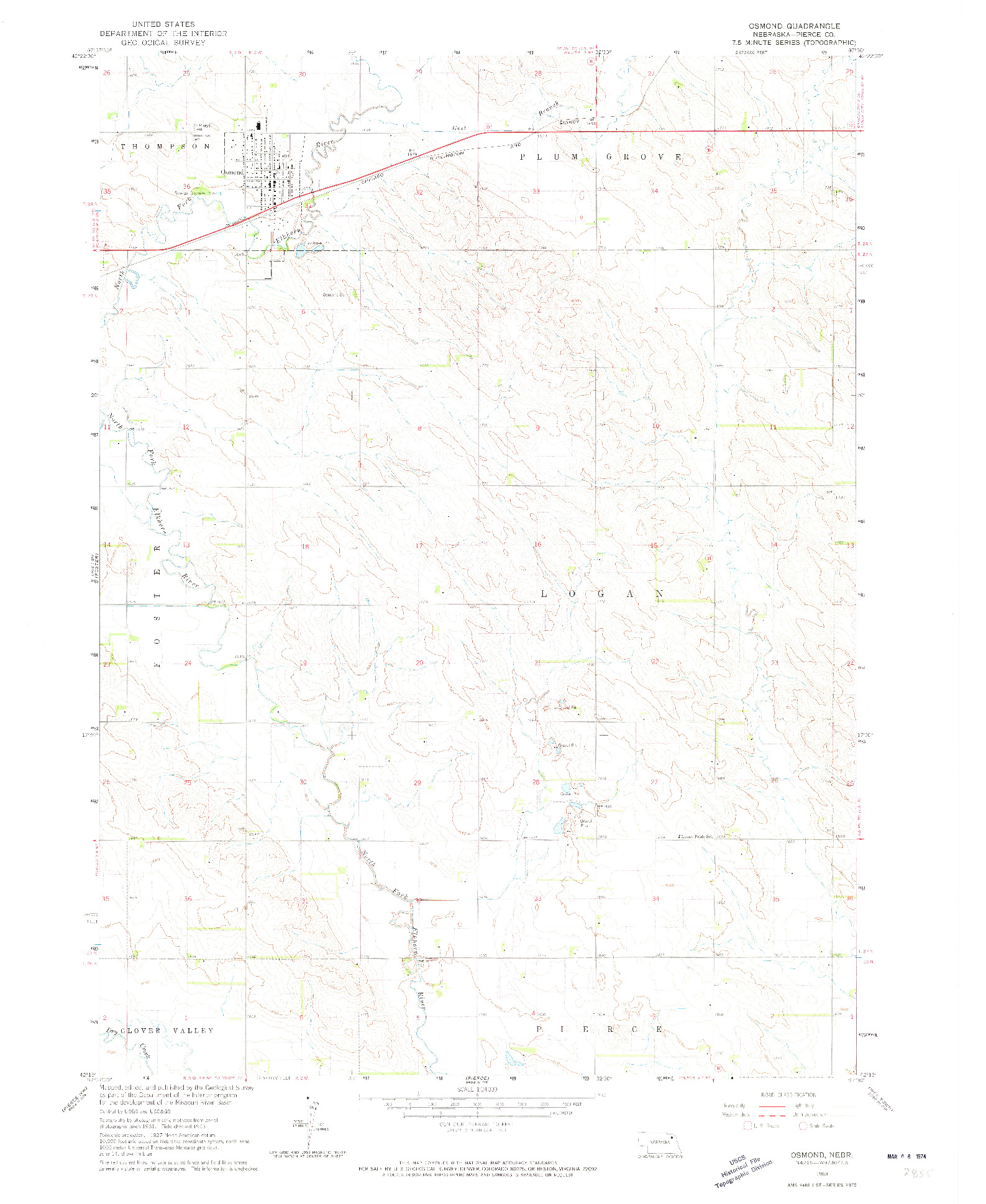 USGS 1:24000-SCALE QUADRANGLE FOR OSMOND, NE 1963