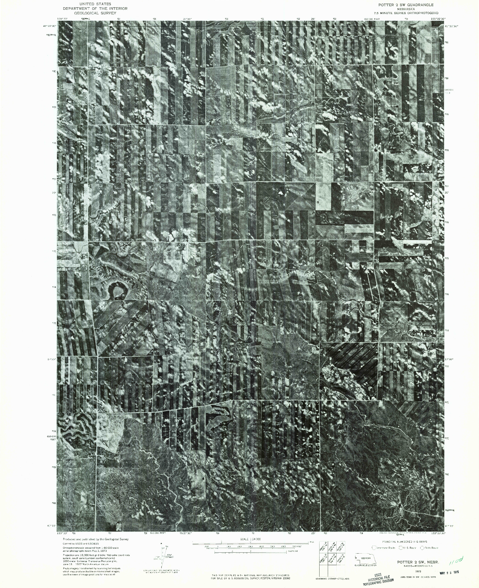 USGS 1:24000-SCALE QUADRANGLE FOR POTTER 2 SW, NE 1973