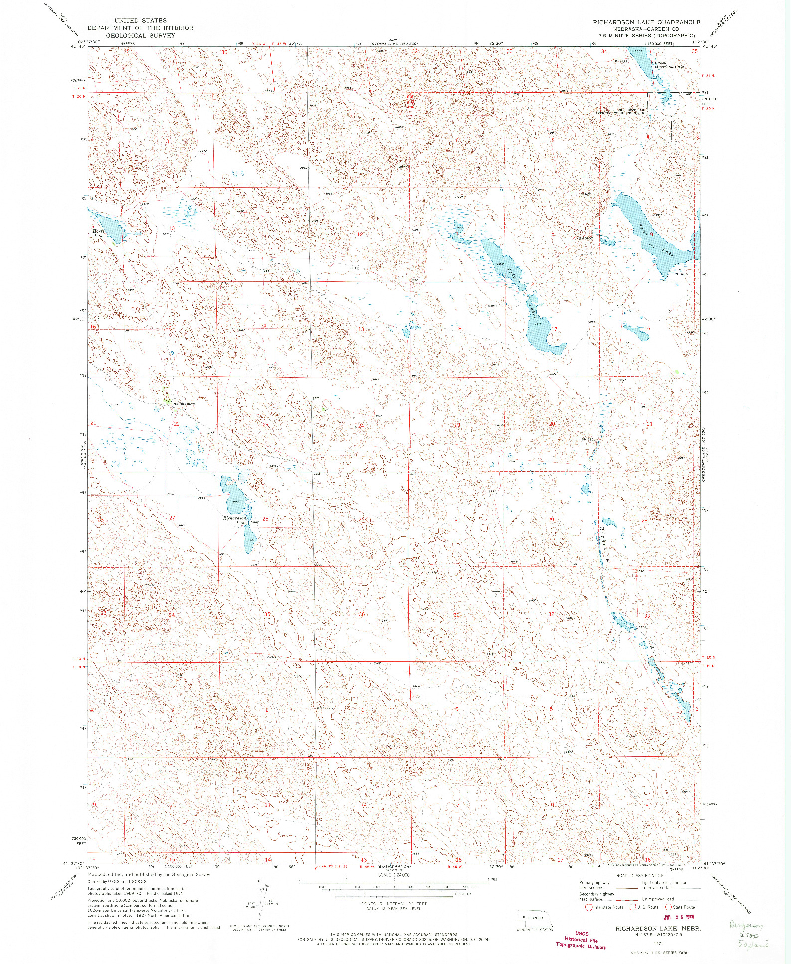 USGS 1:24000-SCALE QUADRANGLE FOR RICHARDSON LAKE, NE 1971