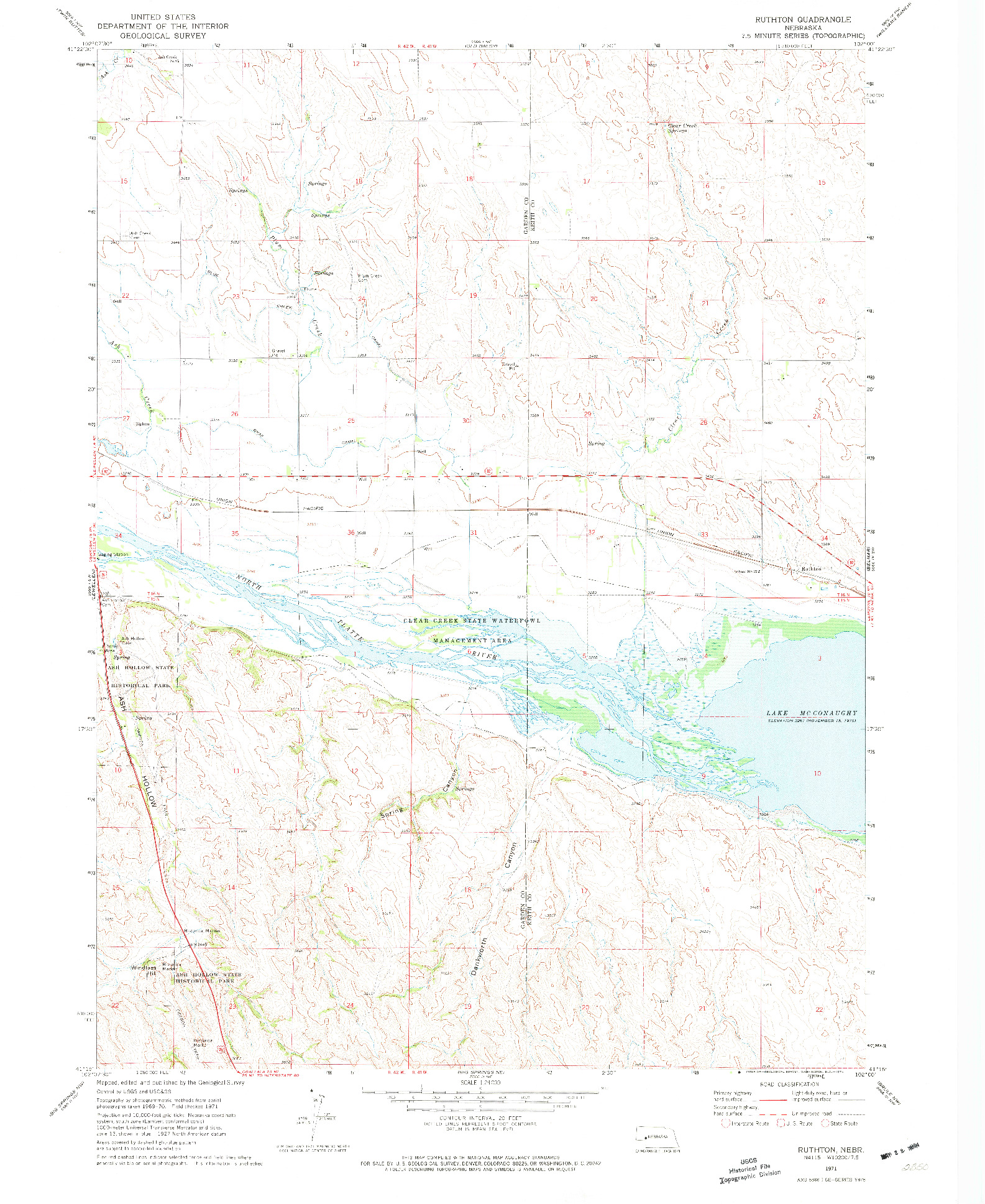 USGS 1:24000-SCALE QUADRANGLE FOR RUTHTON, NE 1971