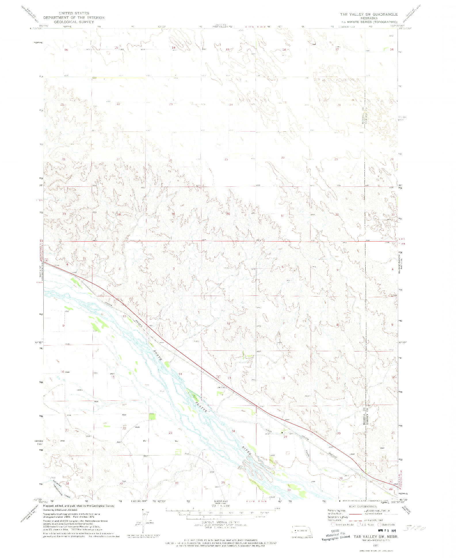 USGS 1:24000-SCALE QUADRANGLE FOR TAR VALLEY SW, NE 1971