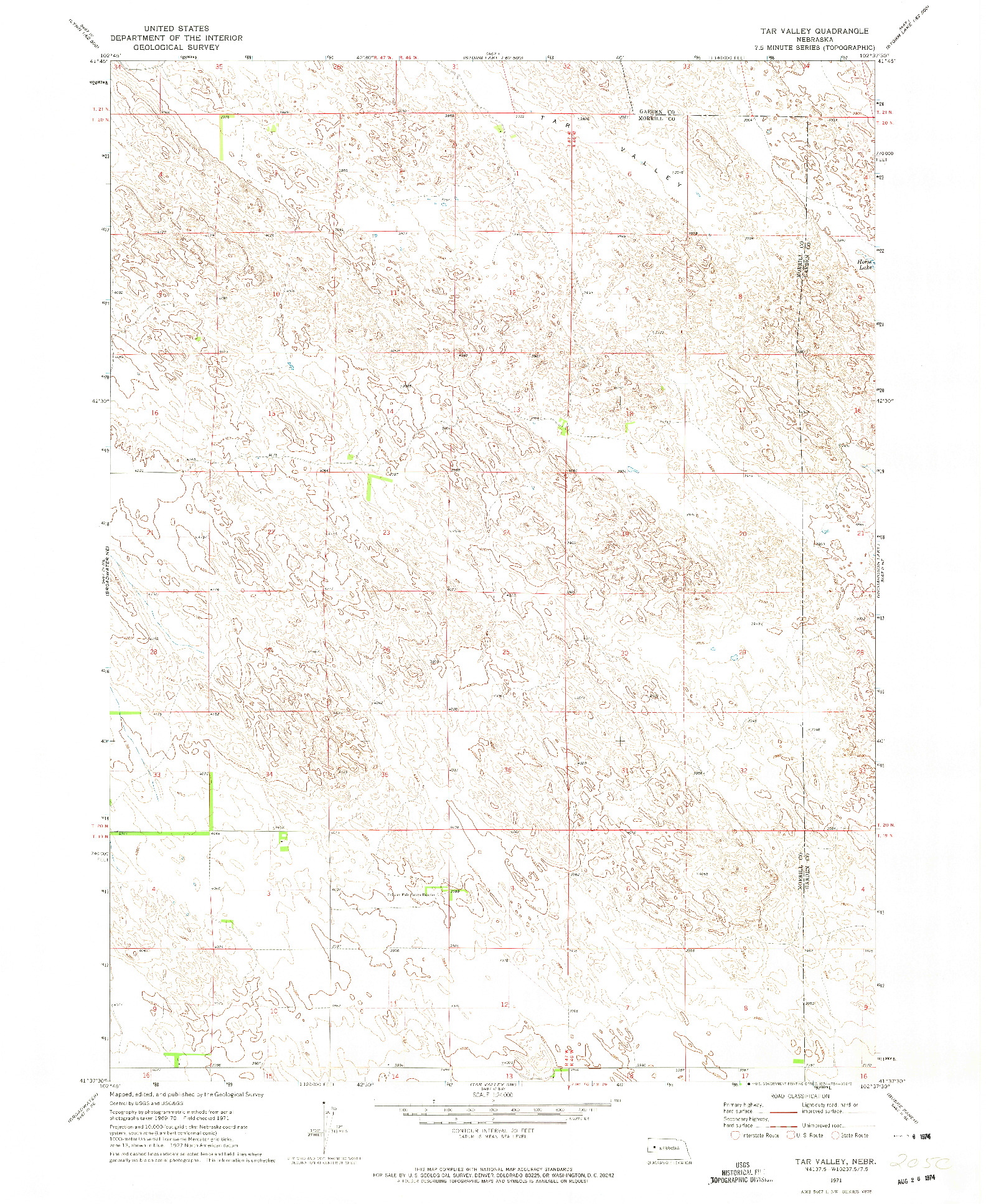 USGS 1:24000-SCALE QUADRANGLE FOR TAR VALLEY, NE 1971