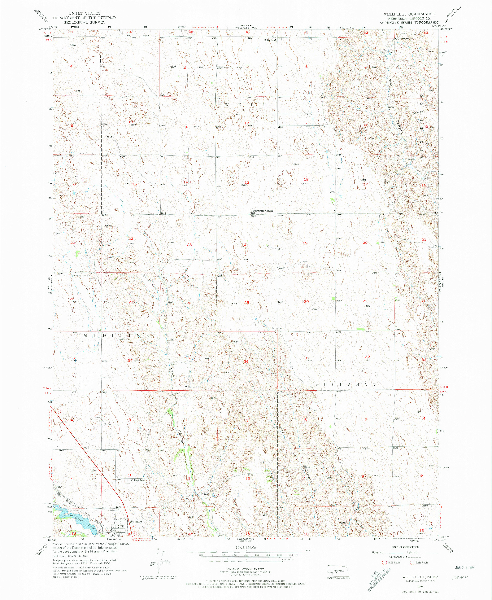 USGS 1:24000-SCALE QUADRANGLE FOR WELLFLEET, NE 1956