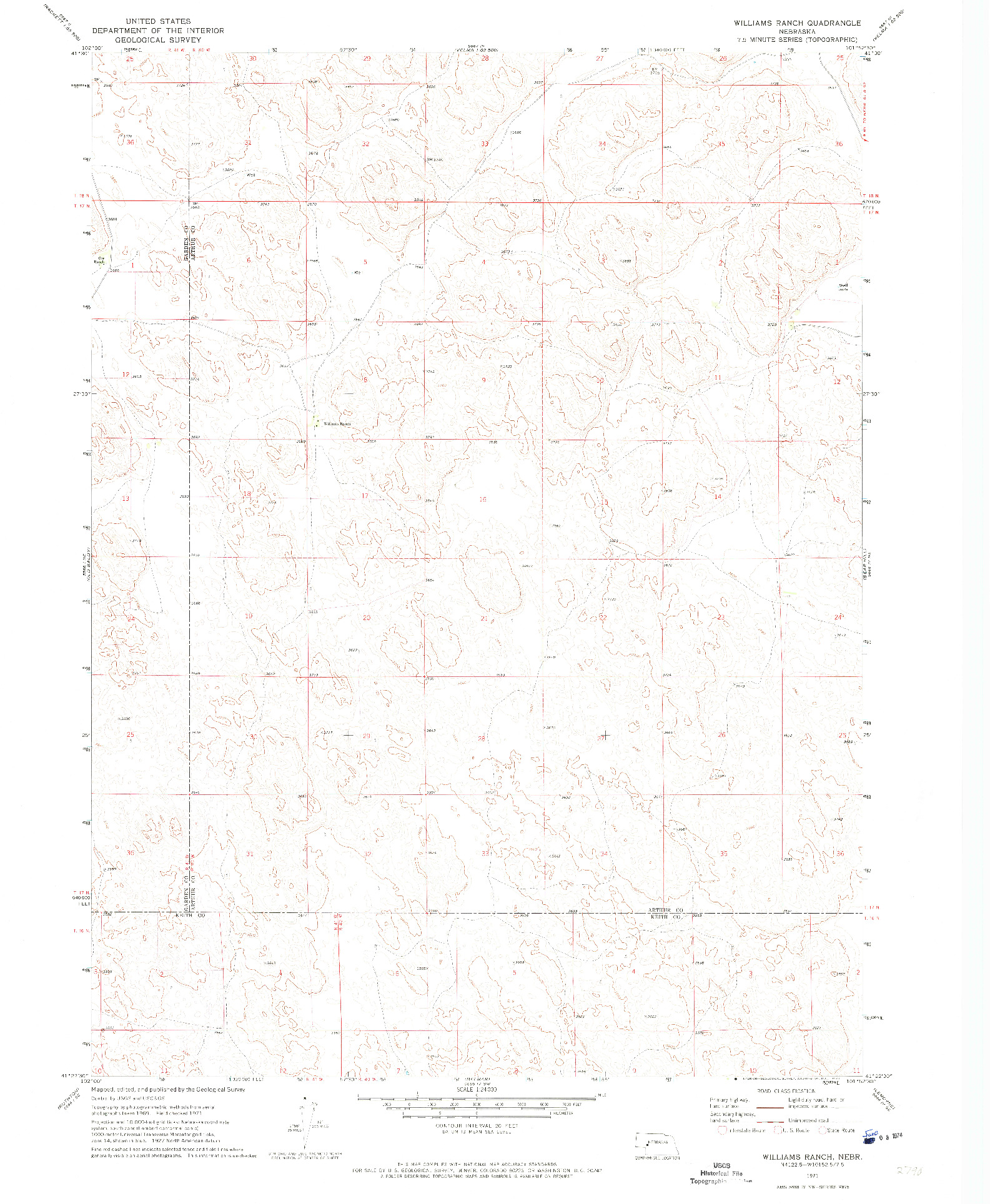 USGS 1:24000-SCALE QUADRANGLE FOR WILLIAMS RANCH, NE 1971