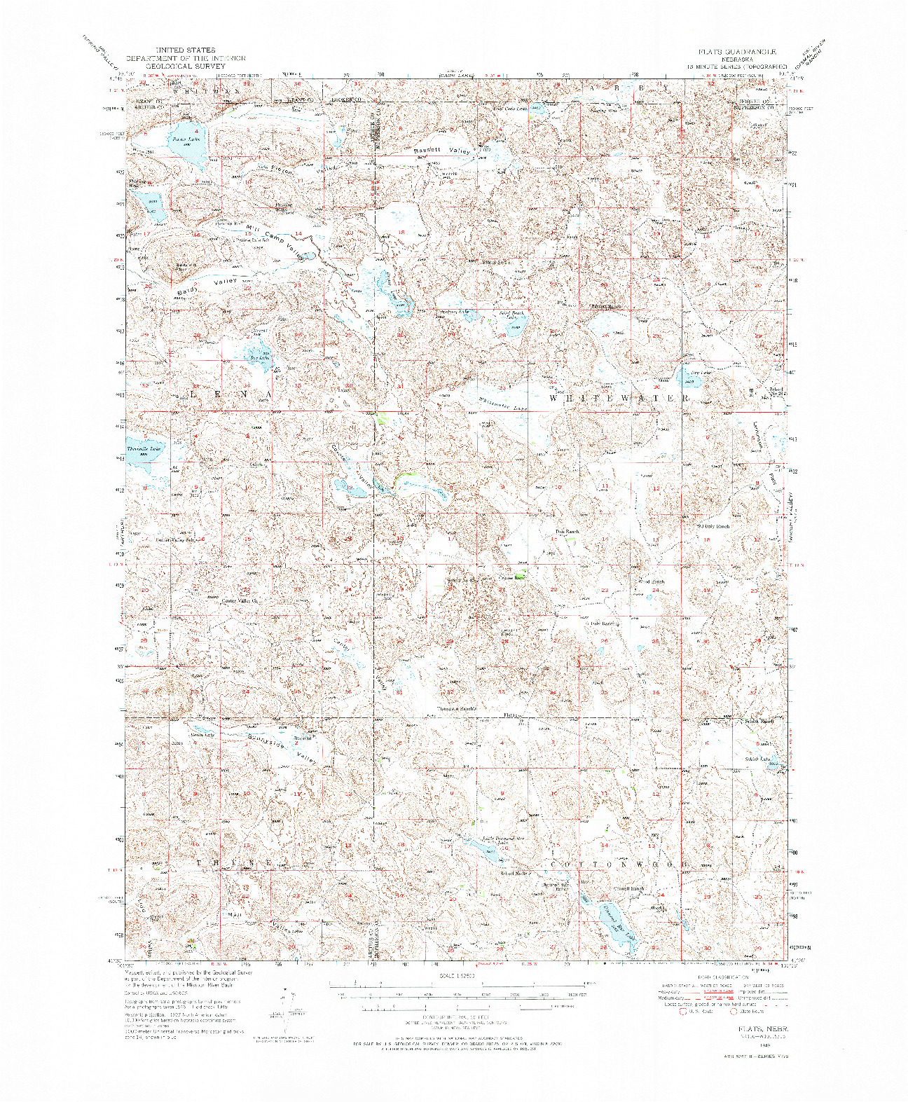 USGS 1:62500-SCALE QUADRANGLE FOR FLATS, NE 1949